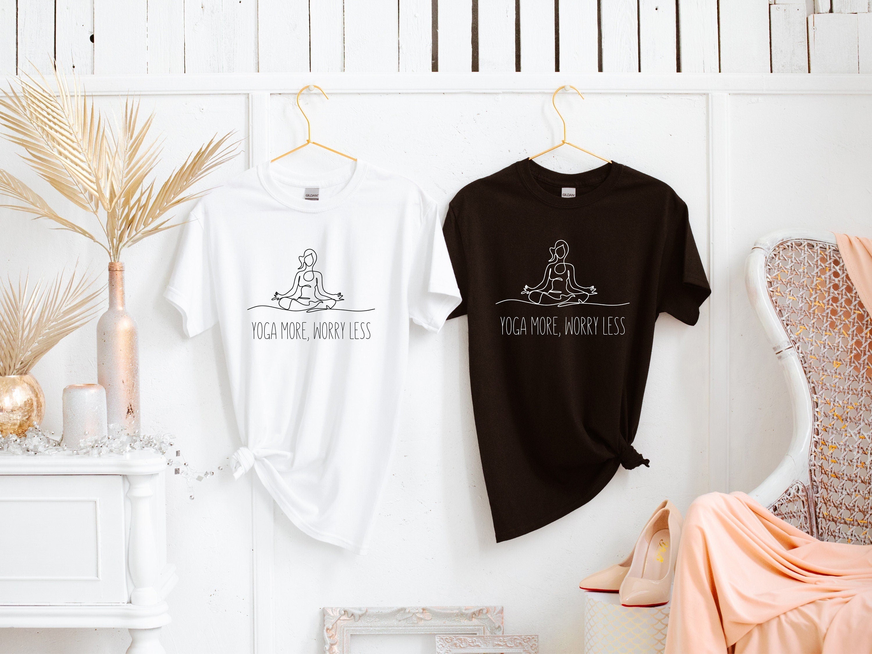 Yoga T Shirt Yoga more worry less Women39s Yoga Shirt Zen Shirt Spiritual Shirt Meditation Shirt Yoga Apparel Namaste Shirt Graphic Tee – Feel-Good Design · Trending Graphic Apparel