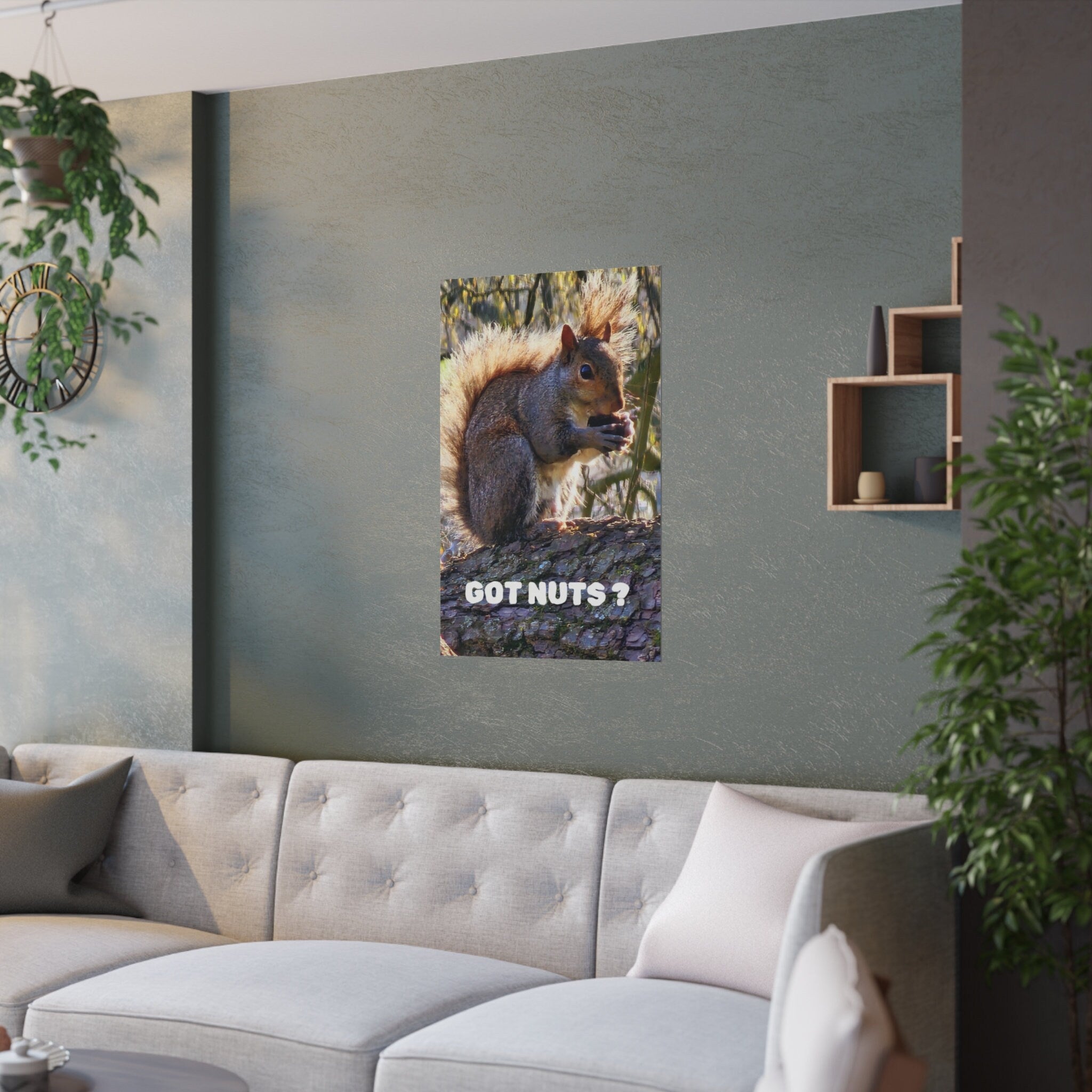 Squirrel Poster Satin Rustic Wall Art Animal Lover Home Cabin RV Decor Gift For Nature Lover Graphic Tee – Bold Style · High-Quality Print