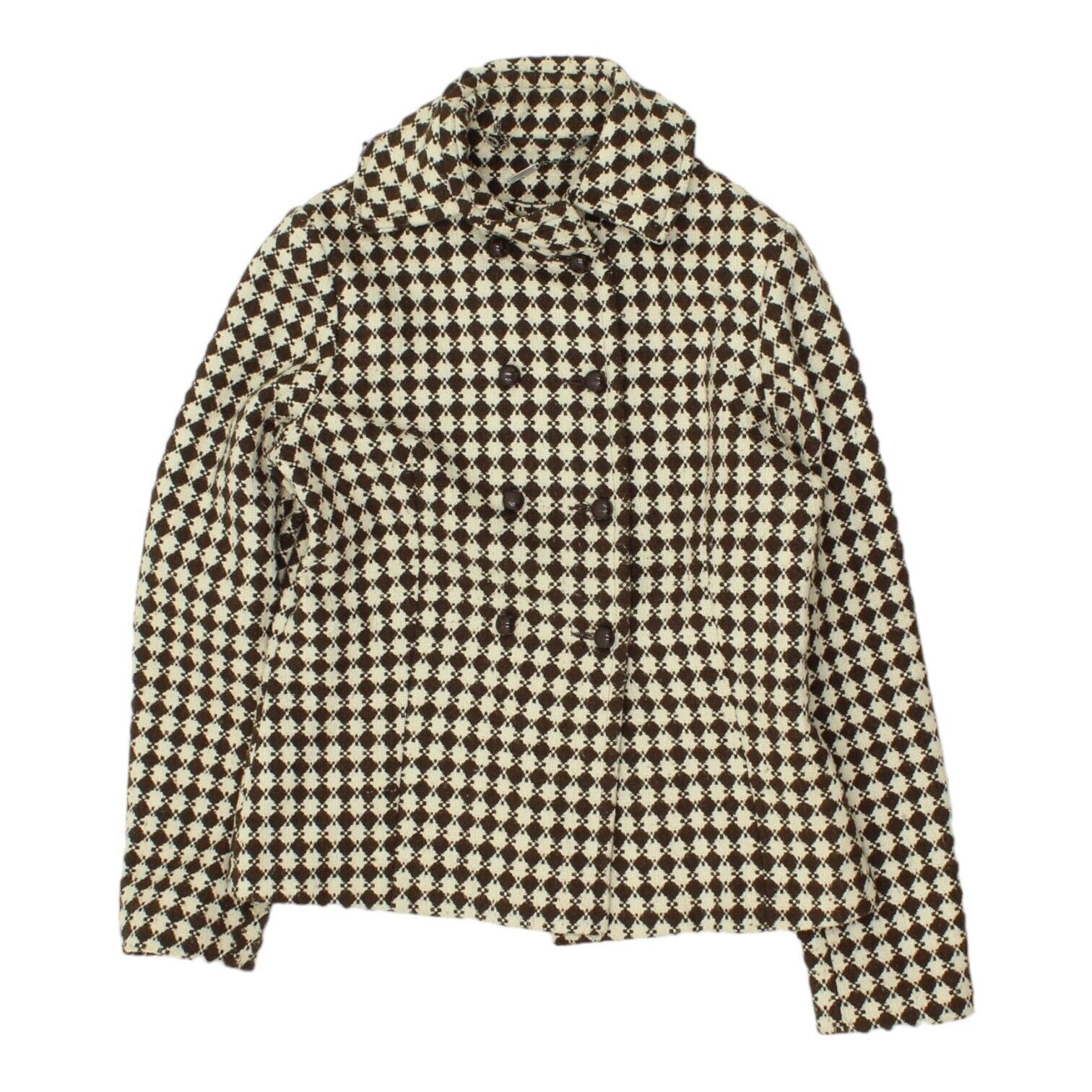 Extyn Womens White Brown Wool Blend Double Breasted Jacket Vintage High End Graphic Tee – Everyday Comfort · High-Quality Print