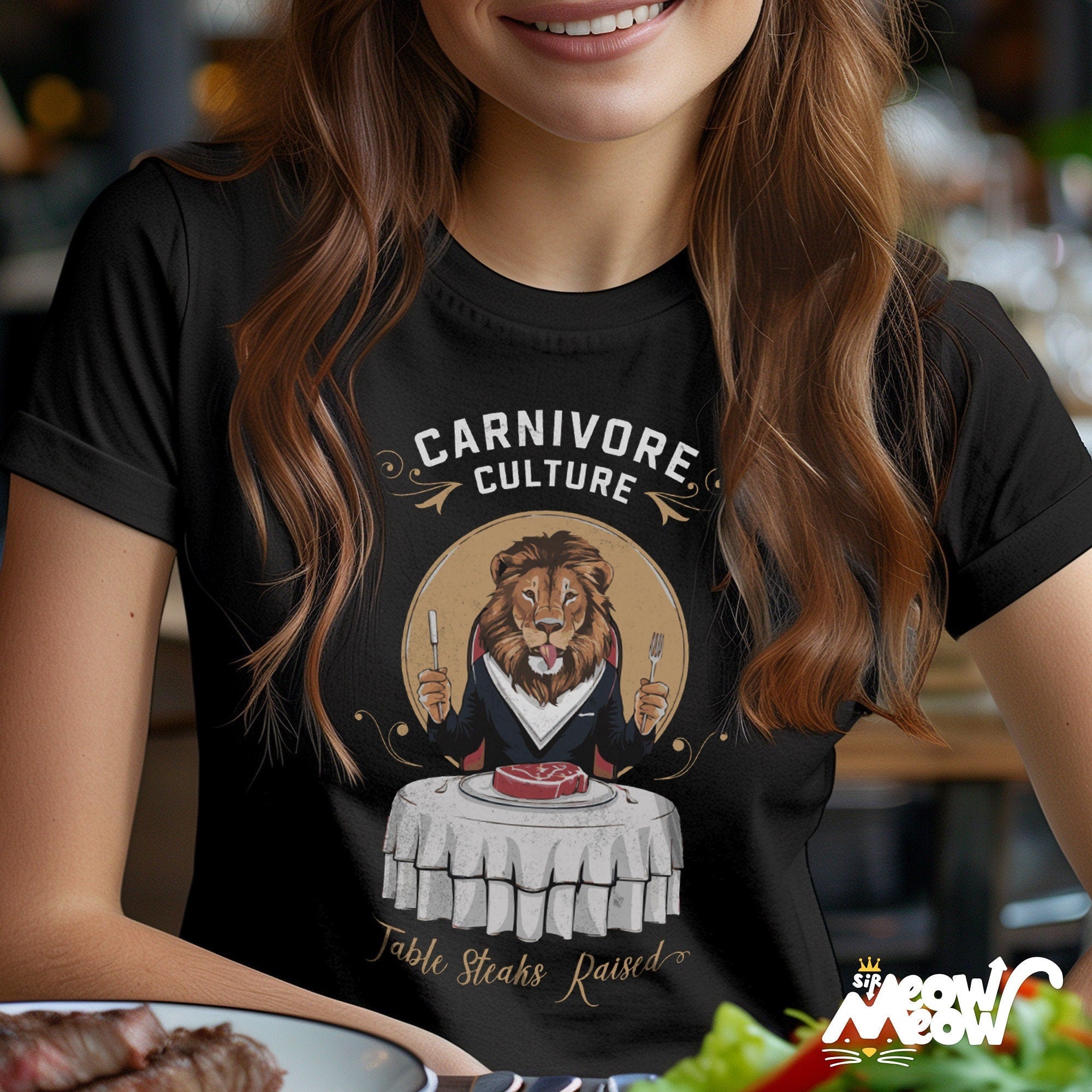 Carnivore Culture Unisex Apparel Fun Lion Steak Design Perfect Gift for Meat Lovers Casual Wear for All Ages Graphic Tee – Everyday Comfort · High-Quality Print