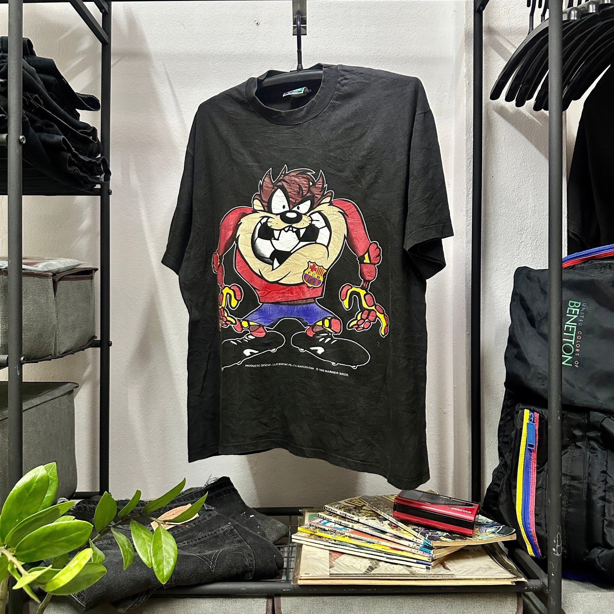 Vintage Taz Barcelona Football Club T shirt Graphic Tee – Cozy Vibes · Top Pick For Any Outfit