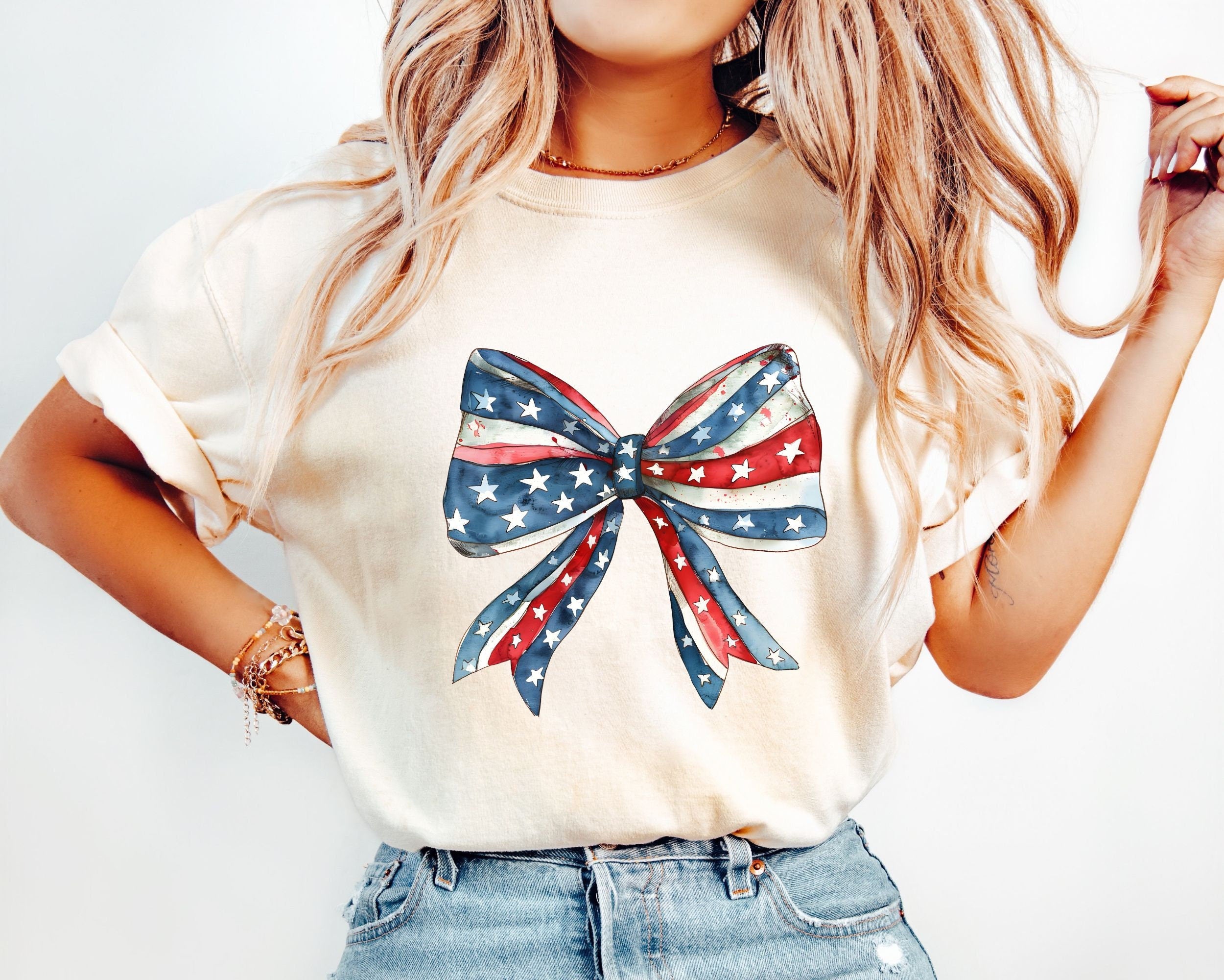 Coquette 4th of July Shirt USA Shirt Summer Shirt Red White and Blue America Womens Fourth of July Patriotic 1776 Coquette Bow Shirt Graphic Tee – Warm & Stylish · Perfect For Daily Wear