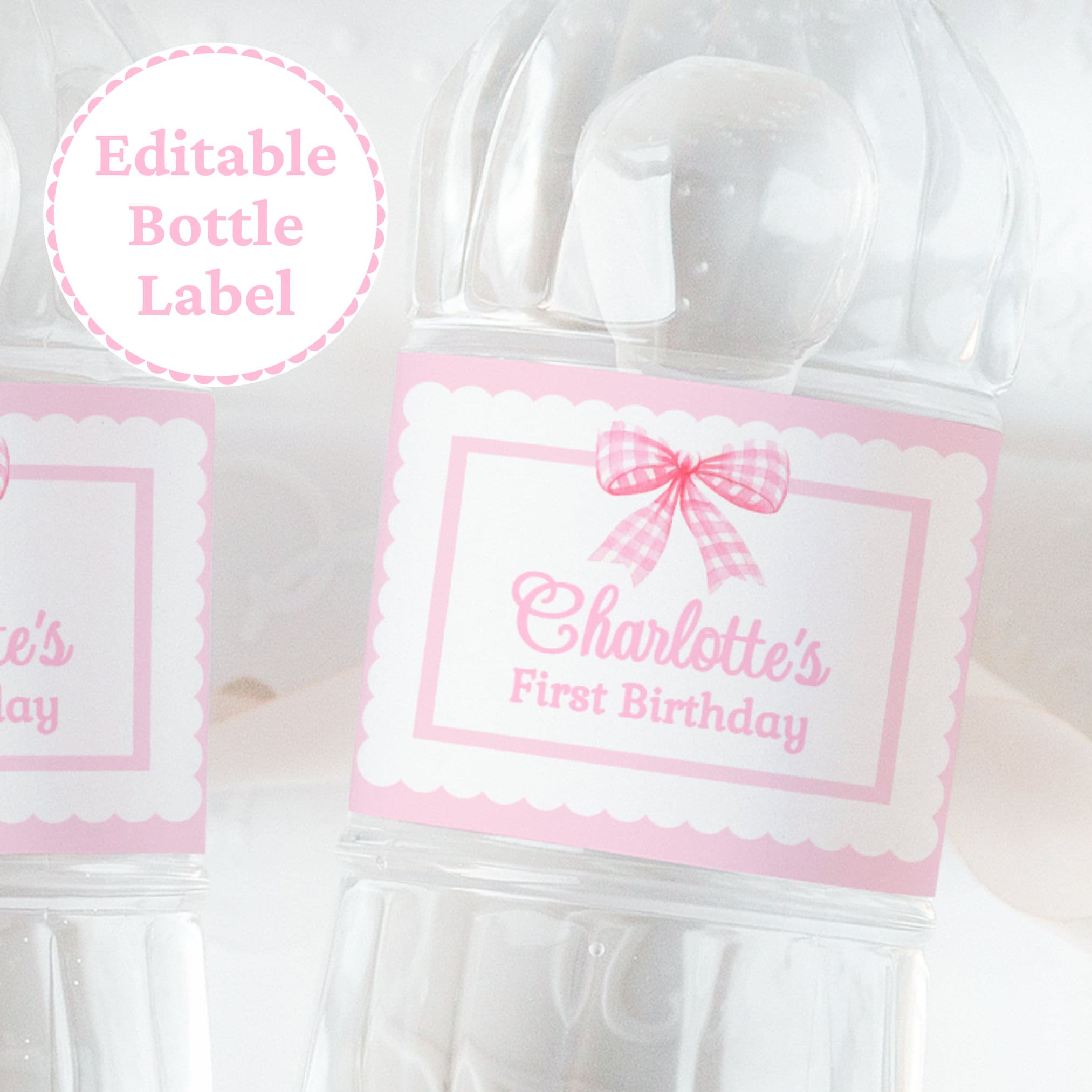 Water Bottle Labels With Bows Pink Bow Water Label First Birthday Girl Water Bottle Wrapper Baby Shower Girl Party Favors Gingham Bow PINK1 Graphic Tee – Cozy Vibes · Great Gift For Fans