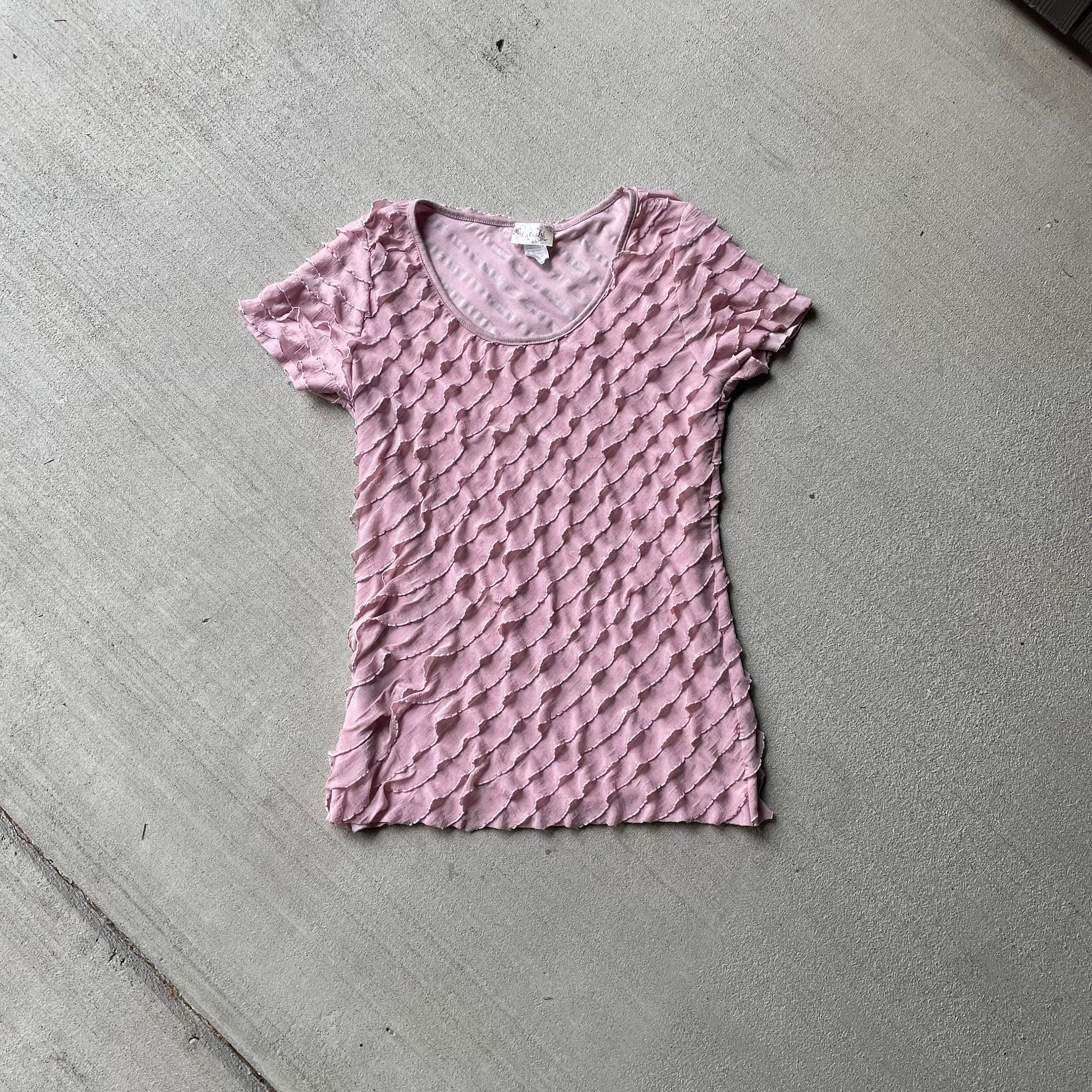 Y2k vintage 00s pink ruffle tee size large Graphic Tee – Everyday Comfort · Top Pick For Any Outfit