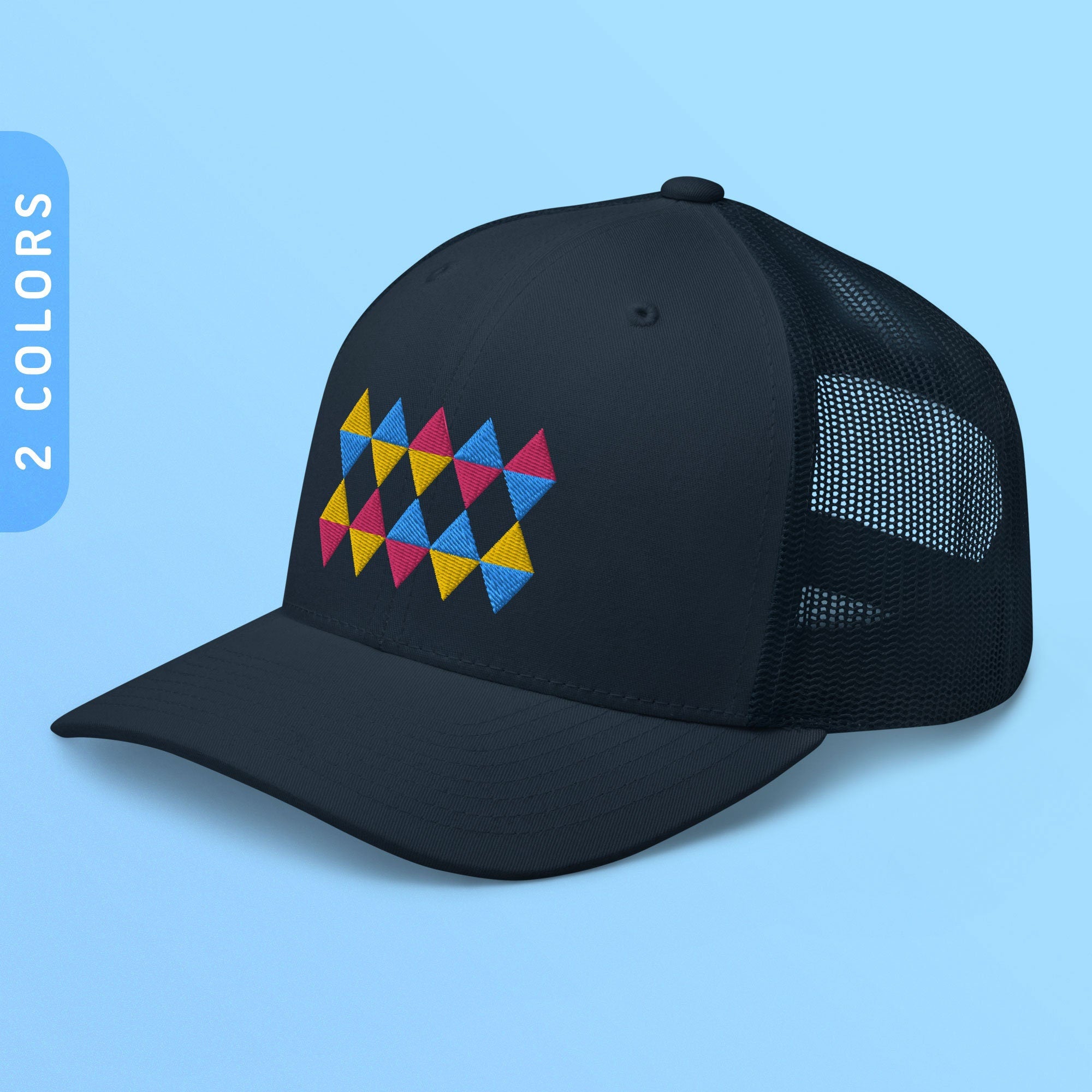Pansexual Triangles Trucker Cap Subtle Pansexual Diamonds Hat LGBTQ Pansexual Pride Flag Hat Pansexual Pride Outfit Pansexual Gift Graphic Tee – Feel-Good Design · Perfect For Daily Wear