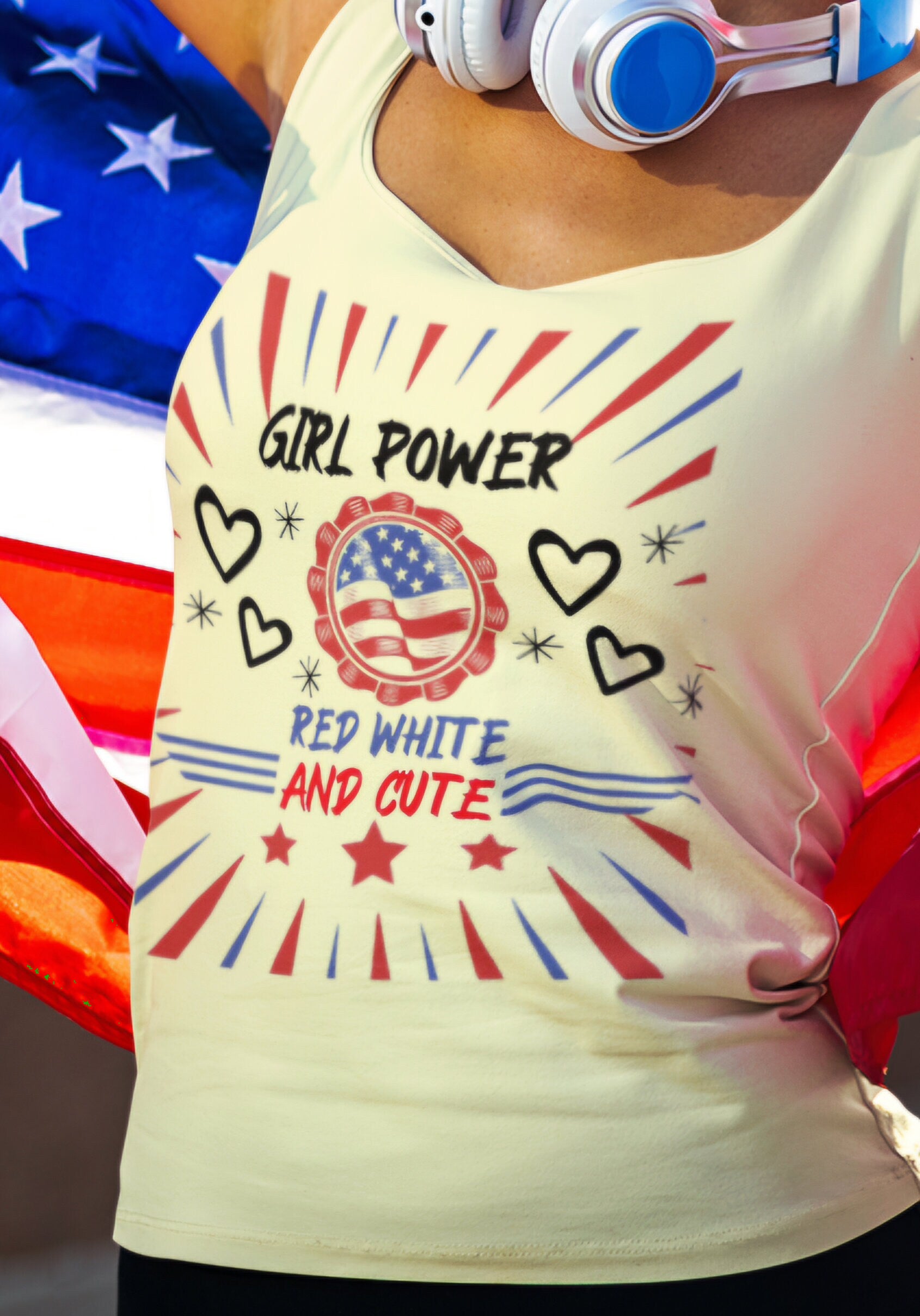 Ladies Tank Top Girl Power Red White and Cute T Shirt Ladies Tank Top Soft Comfortable Gift For Her Unisex Garment Dyed High Quality Tank Tank Top – Cozy Vibes · Perfect For Daily Wear
