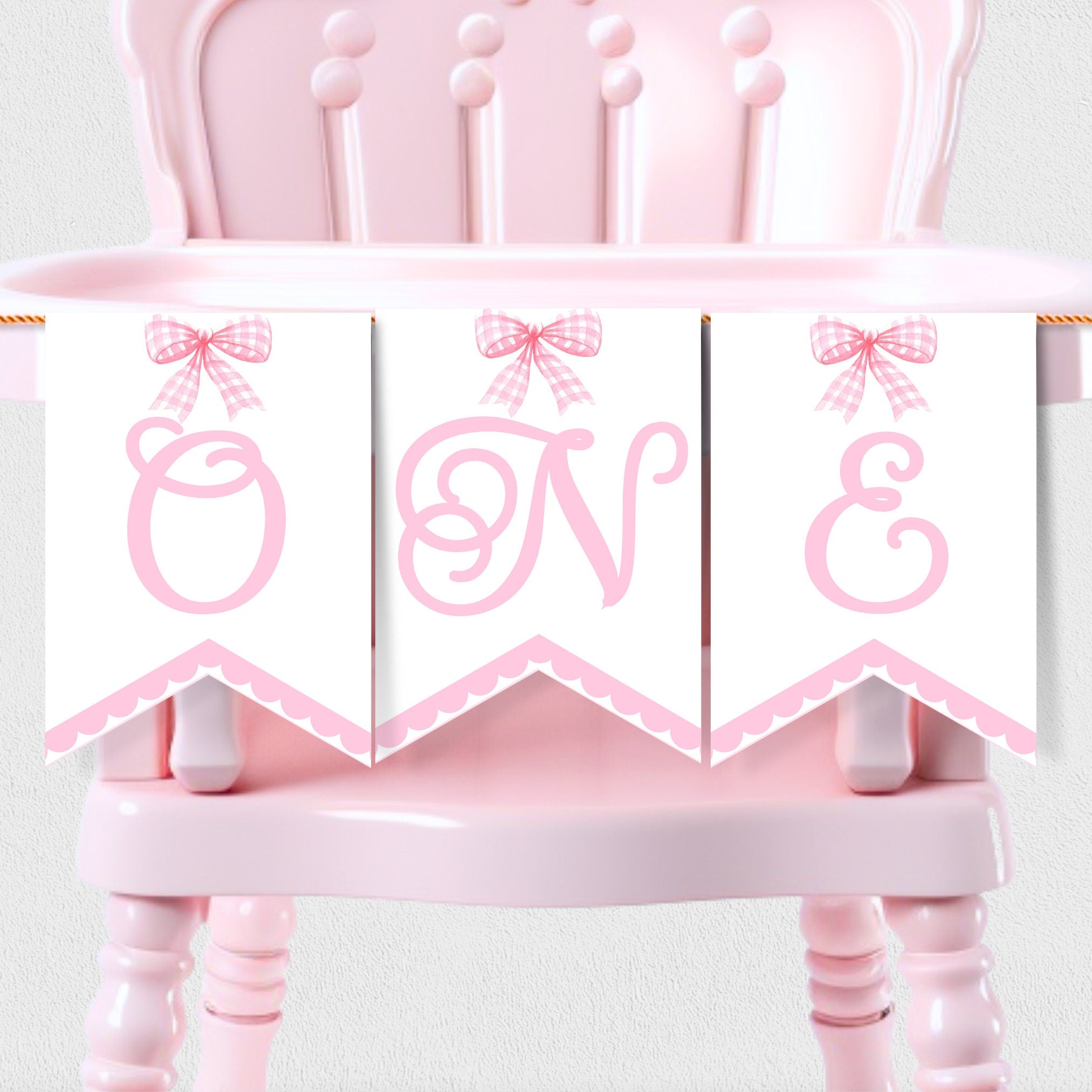 Bow High Chair Banner Girl 1st Birthday Decor Pink Bow Party Highchair Garland Pink Girl Birthday Pink Bow Decor Girl First Birthday PINK1 Graphic Tee – Aesthetic Look · Trending Graphic Apparel