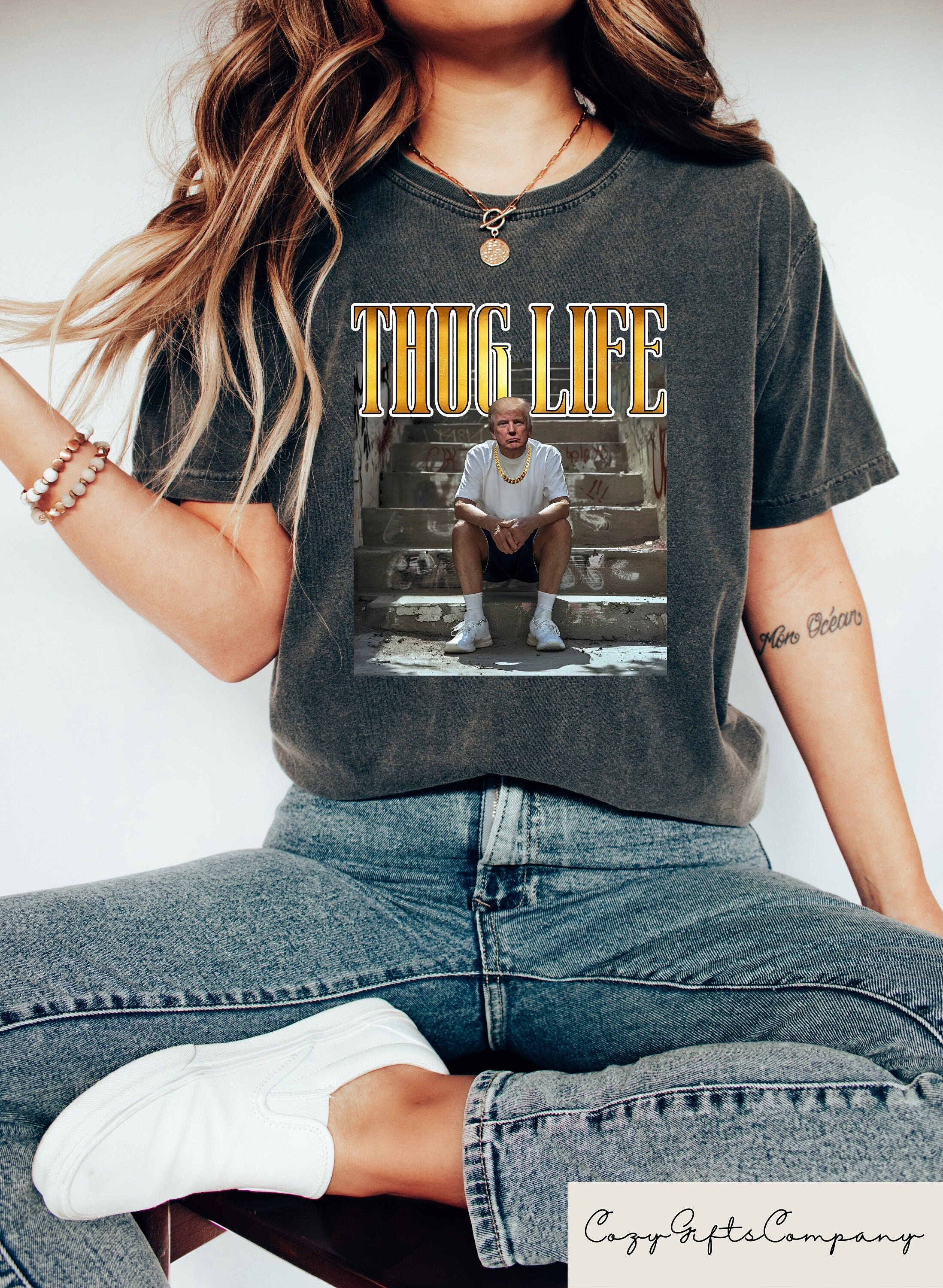 Donald Trump Thug Life Shirt Viral Thug Life Trump Gifts Sarcastic Donald Trump Gift Funny Trump 2024 Shirt Republican Gifts Graphic Tee – Fan Favorite · Must-Have Style