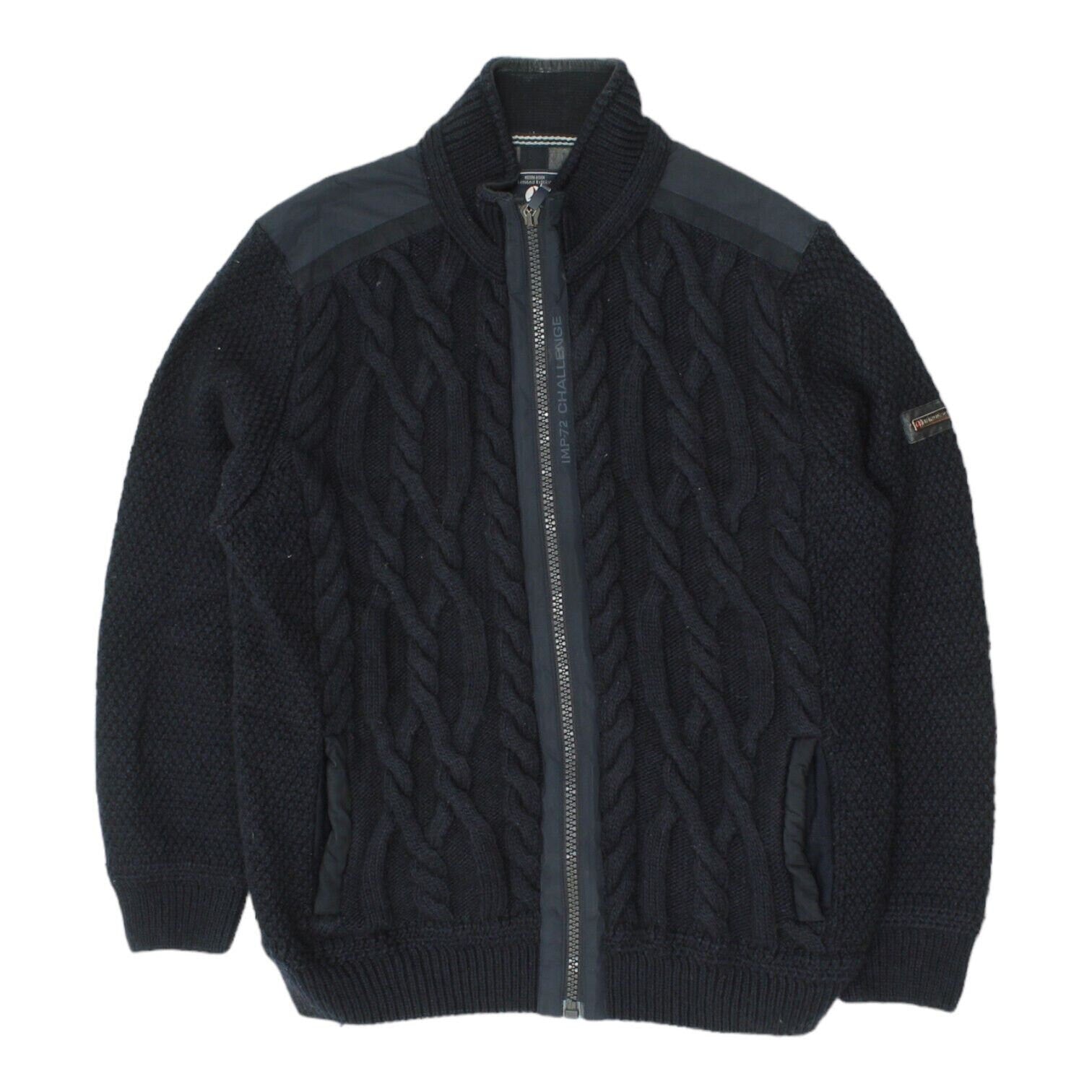 Impulso Mens Navy Full Zip Knit Jumper Vintage High End Designer Jacket VTG Graphic Tee – Fan Favorite · Perfect For Daily Wear