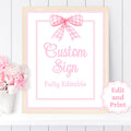 Pink With Bows Birthday Sign Pink Bow Baby Shower Custom Sign Birthday Party Decorations for Girls 1st Birthday Pink Bow Party Sign PINK1 Graphic Tee – Everyday Comfort · High-Quality Print