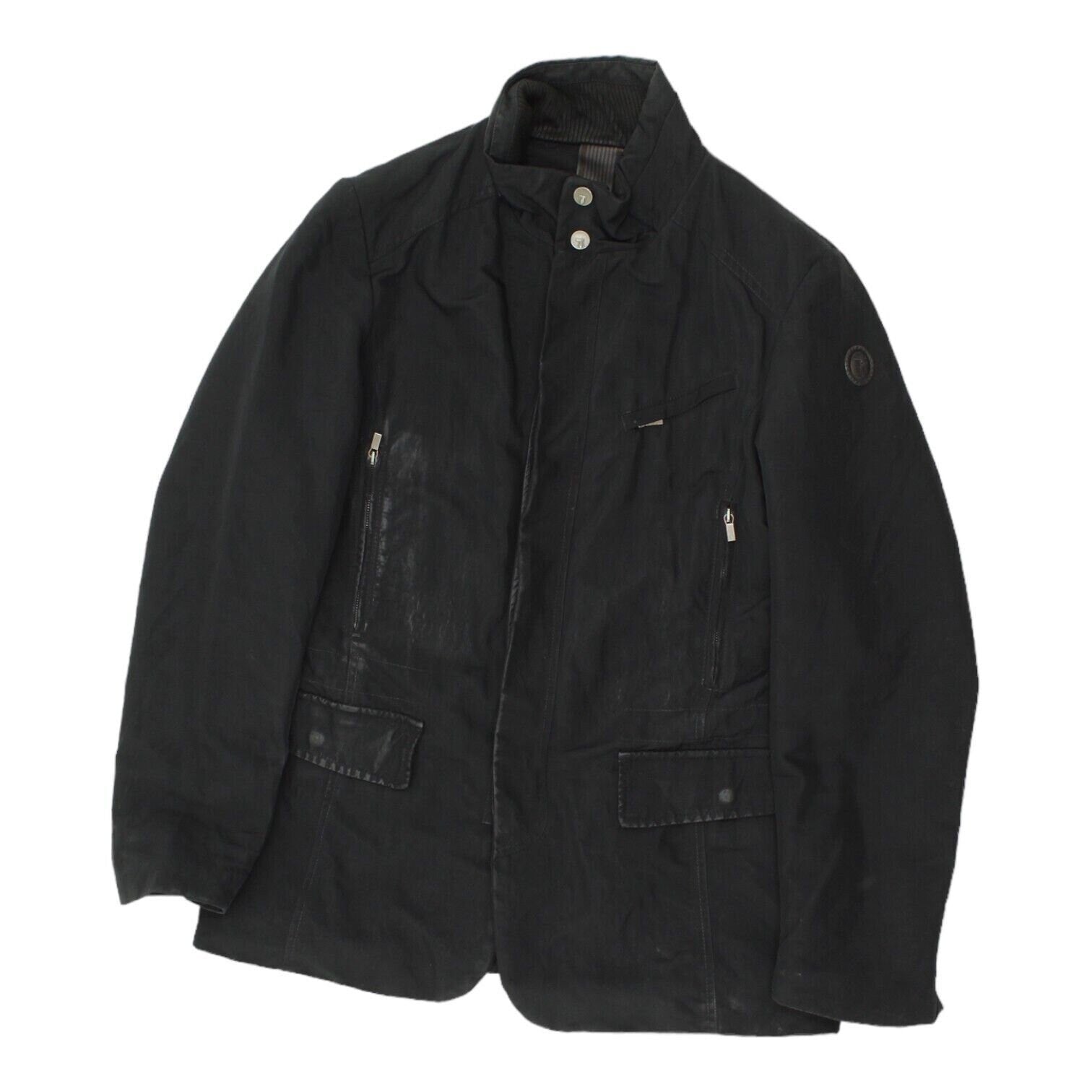 Trussardi Mens Black Quilted Coat Vintage Luxury Designer Nylon Cotton Jacket Graphic Tee – Aesthetic Look · Must-Have Style