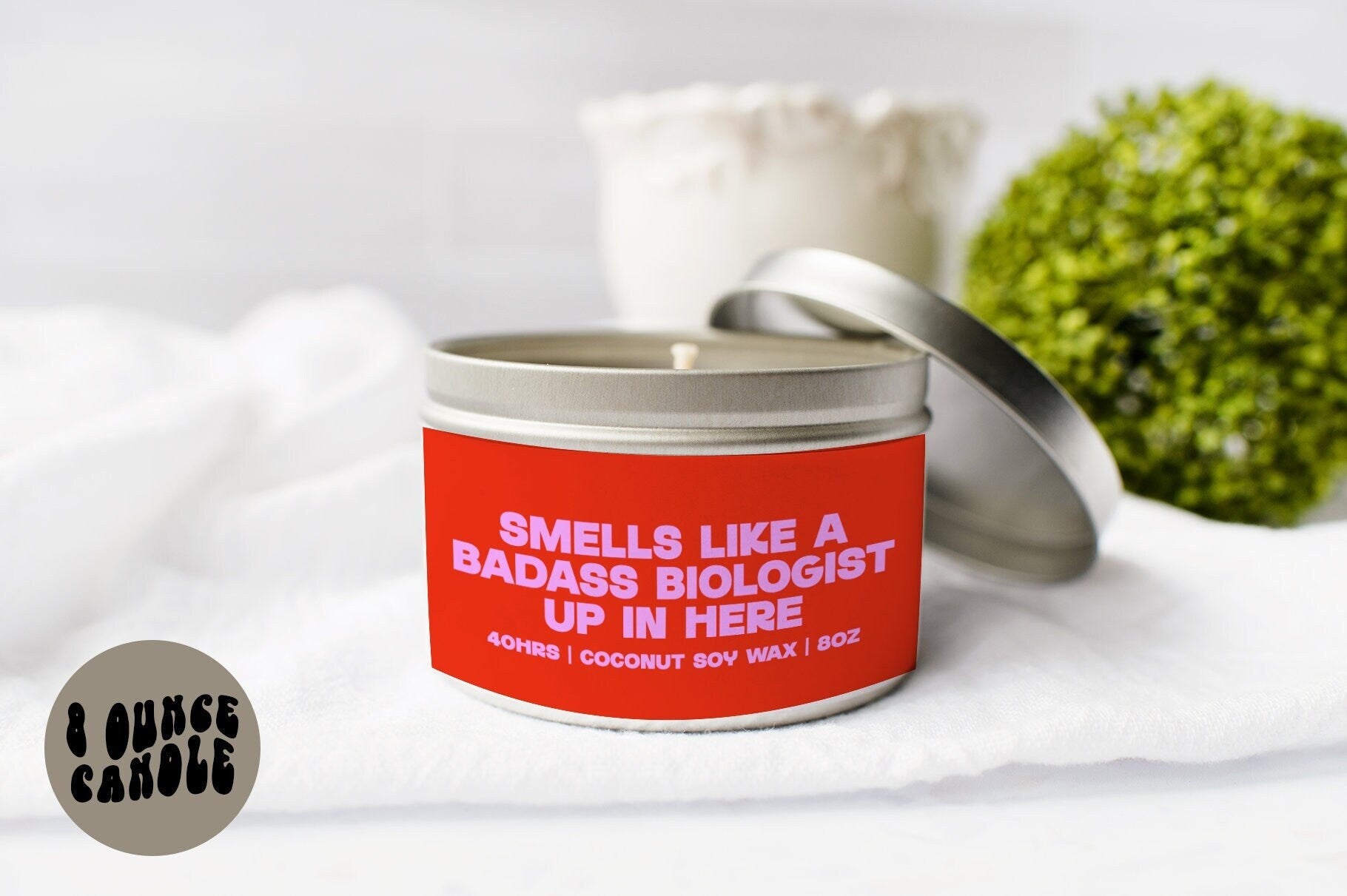 Biologist Biology Grad Graduation Candle Gifts Tin Coconut Soy Wax Scented Aromatherapy Vanilla Coffee Home Office Decor Graphic Tee – Easygoing Wear · Top Pick For Any Outfit