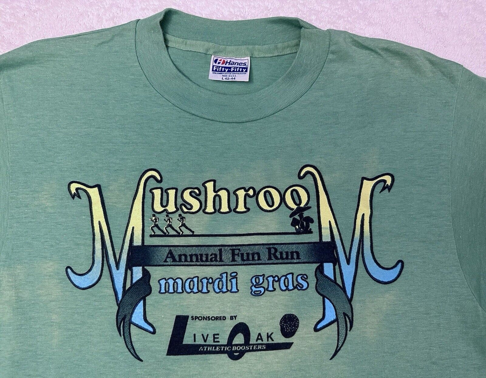 Vintage 1980s 80s Mushroom Annual Fun Run Mardi Gras Event Promo T Shirt L NEW Graphic Tee – Warm & Stylish · Trending Graphic Apparel