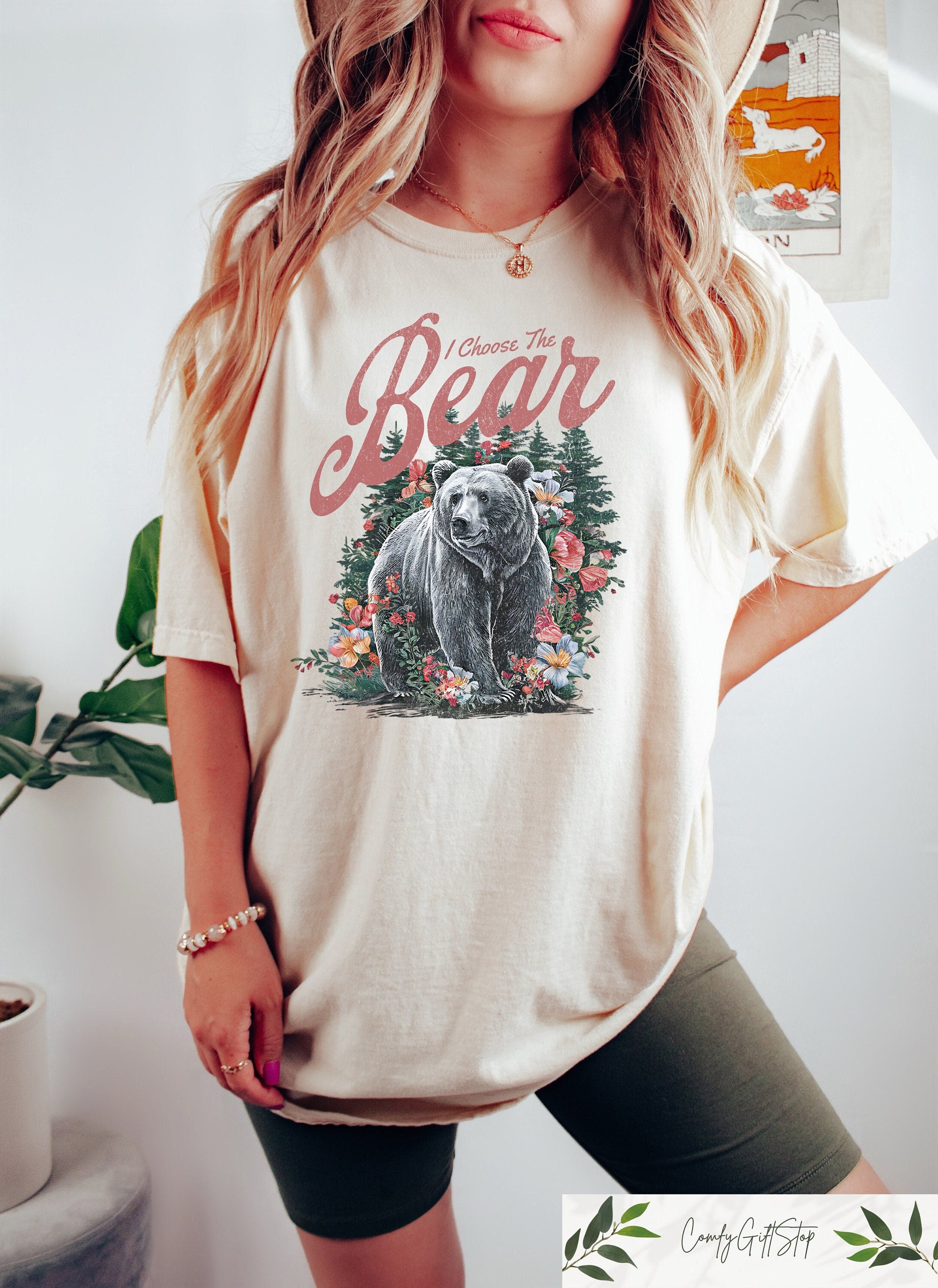 I Choose the Bear Shirt Team Bear Shirt Bear Vs Man Womens Rights Shirt Feminist Shirt Meme Shirt Floral Bear Shirt Graphic Tee – Soft Feel · Perfect For Daily Wear