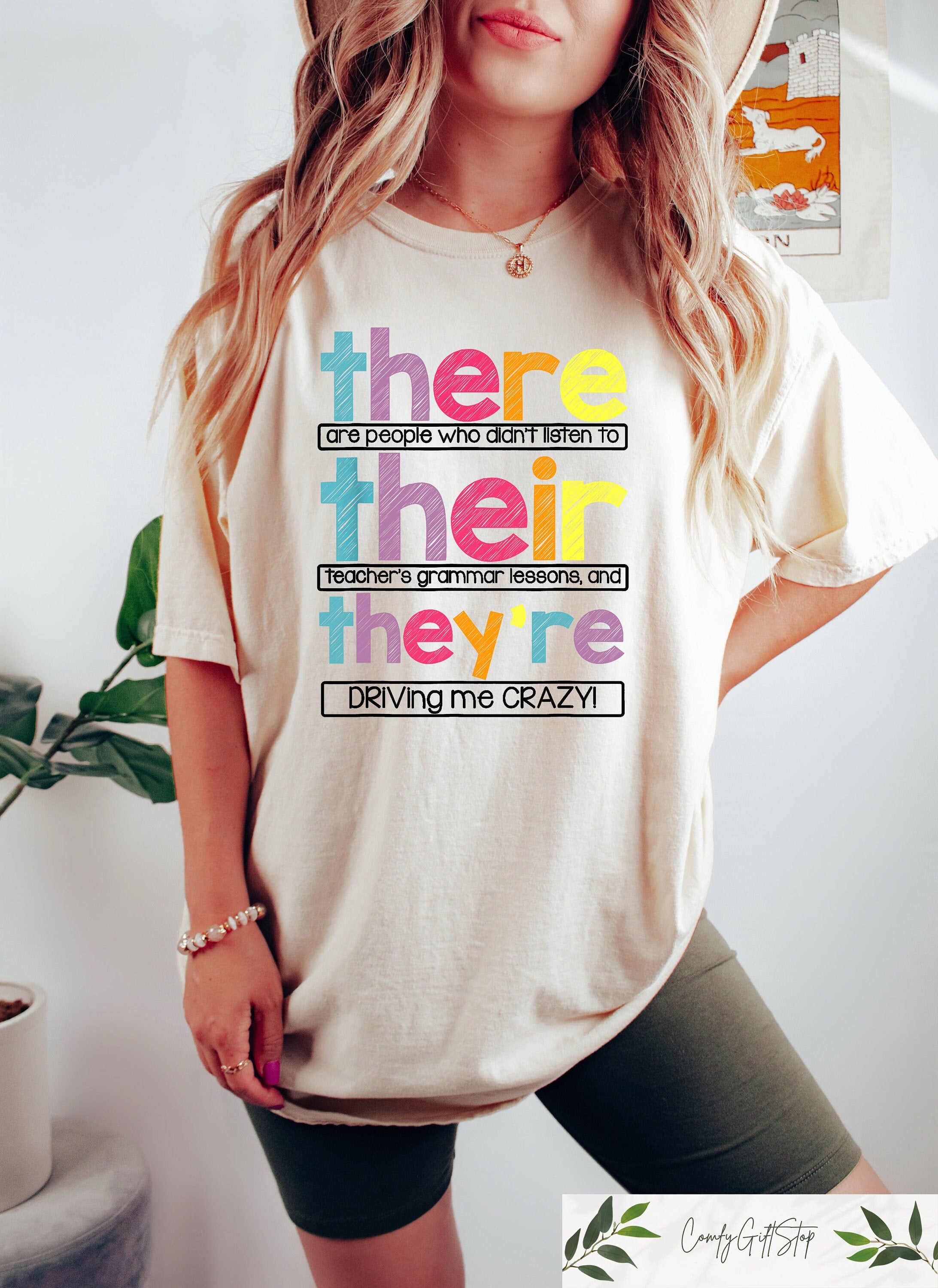 There Their They39re Driving Me Crazy Shirt English Grammar Teacher Shirt Funny Teacher Gift Back to School Gift Teacher Life Tee Graphic Tee – Everyday Comfort · Top Pick For Any Outfit