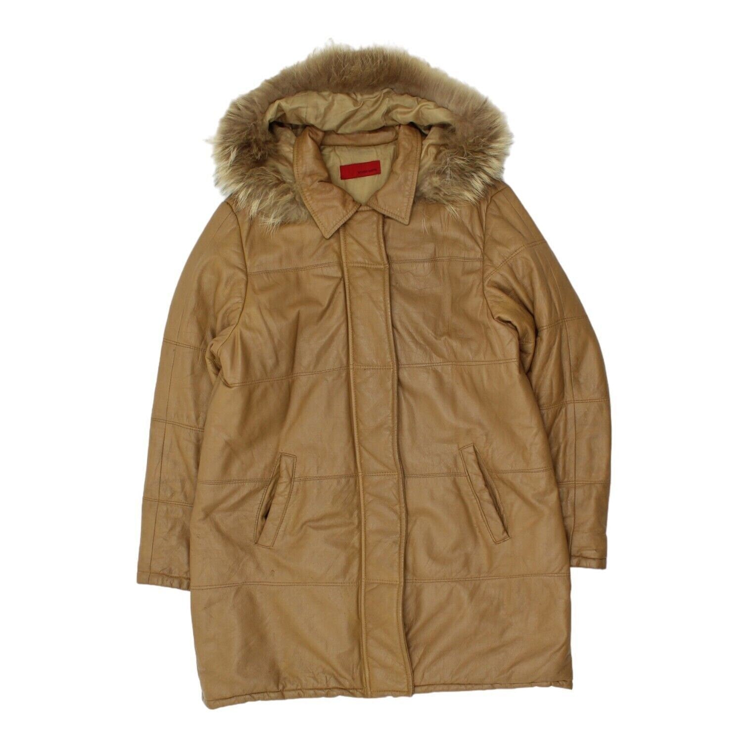 Studio Kappa Womens Brown Leather Quilted Fur Hood Parka Coat Vintage Designer Graphic Tee – Premium Graphic · Perfect For Daily Wear