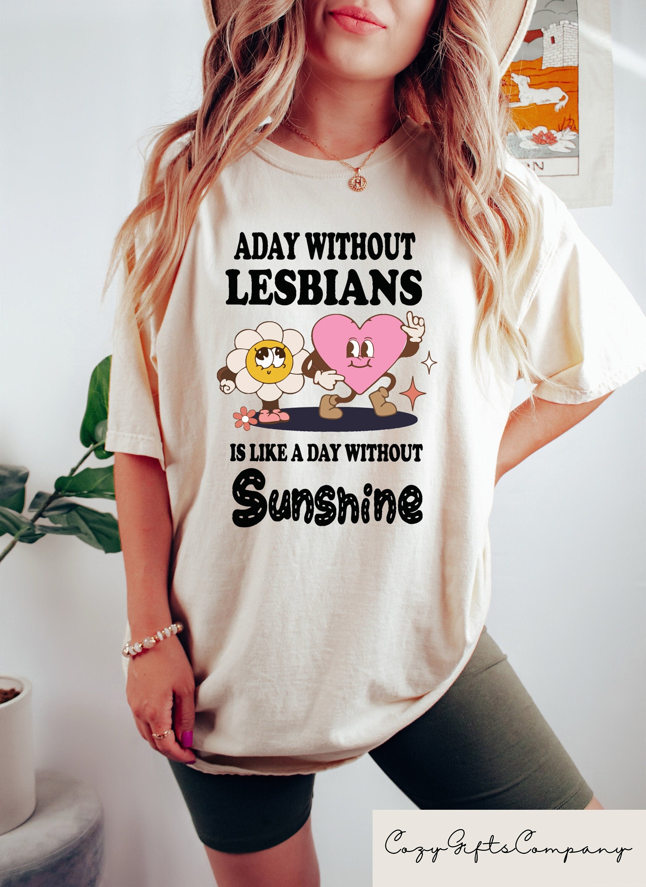 A Day Without Lesbians Is Like A Day Without Sunshine Tshirt Lesbian Retro Pride Shirts Funny Lesbian Shirt Pride Month Gift Graphic Tee – Aesthetic Look · Must-Have Style