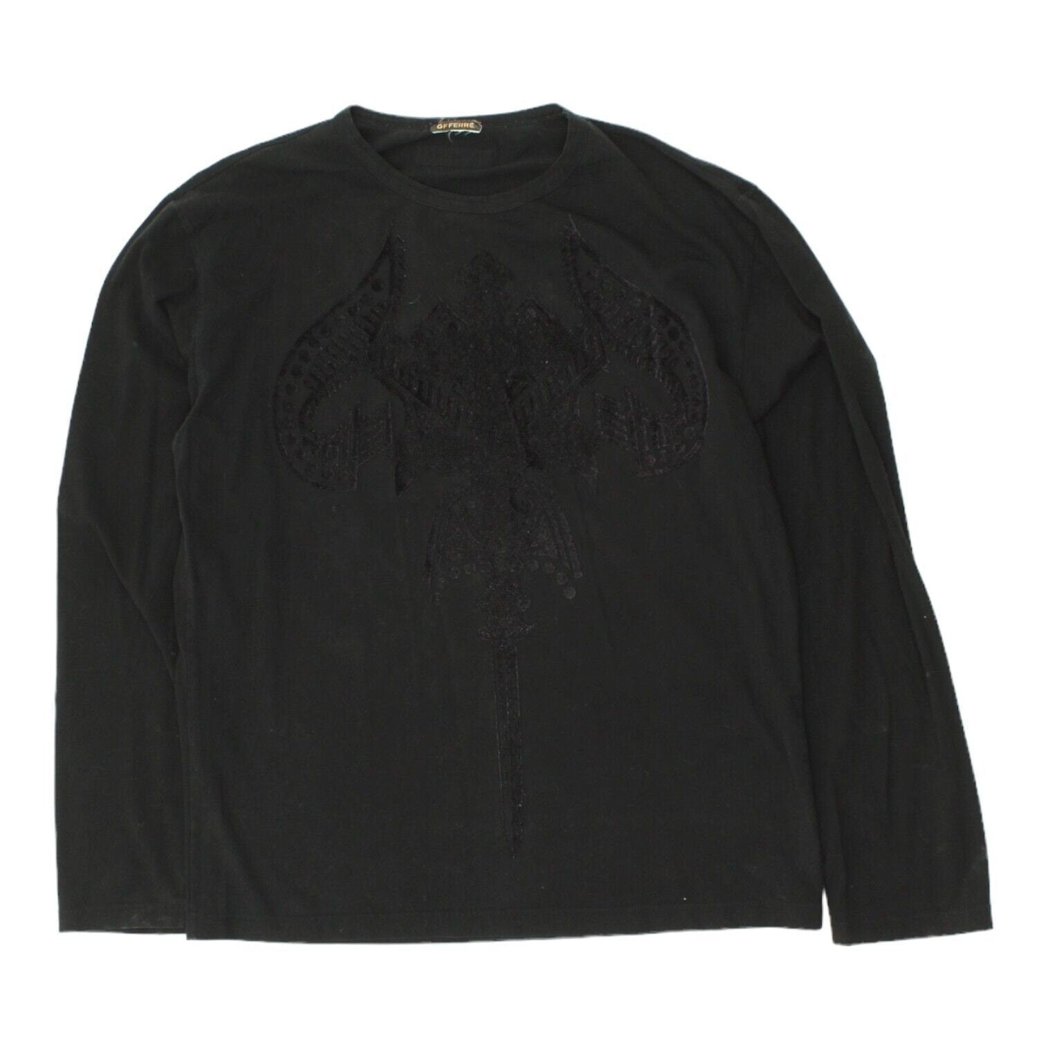 Gianfranco Womens Black Pattern Long Sleeve Top Vintage High End Designer VTG Graphic Tee – Cozy Vibes · Perfect For Daily Wear