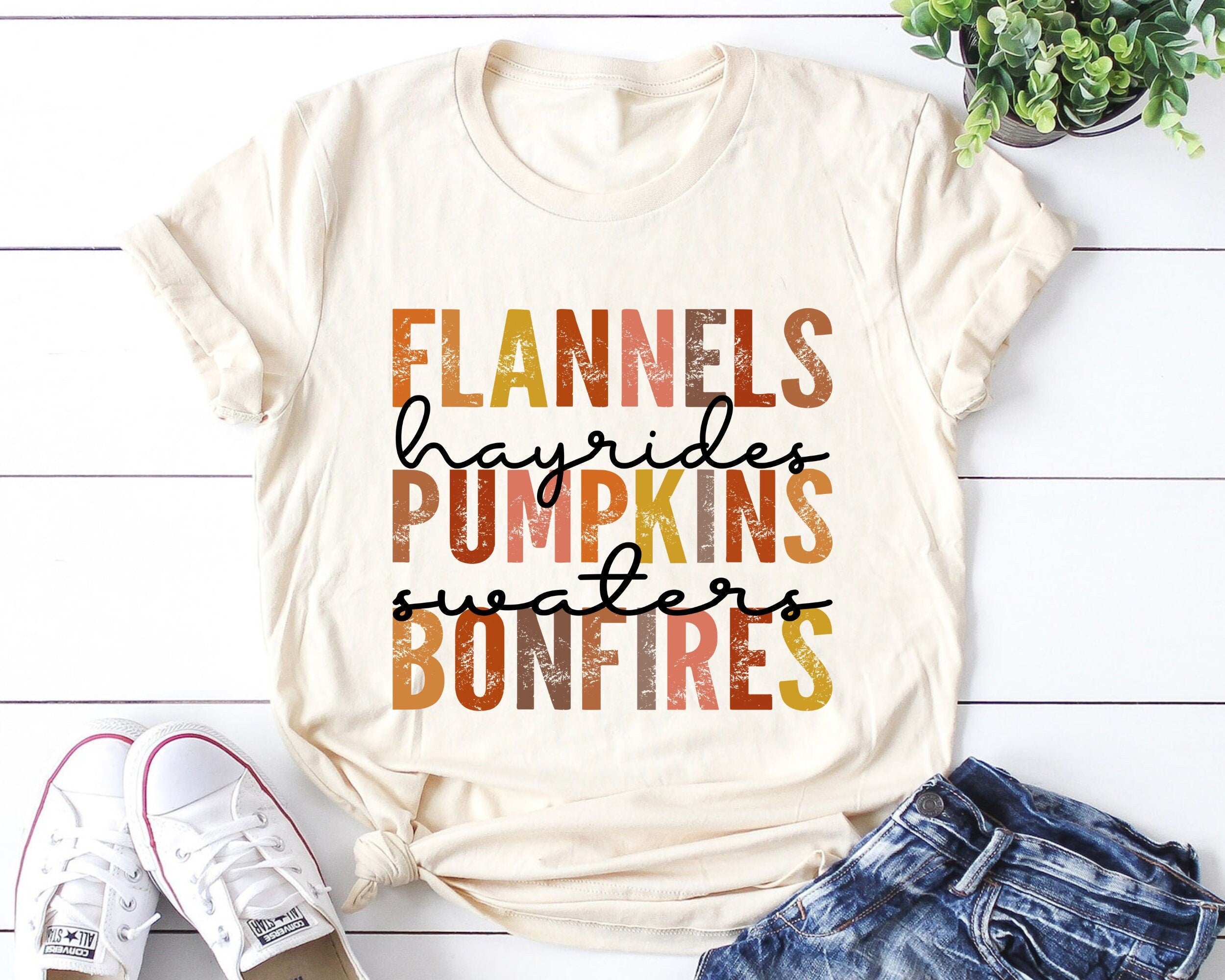 Fall Shirt Flannels Hayrides Pumpkins Womens Fall Tee Sweatshirt Sweatshirt – Easygoing Wear · Great Gift For Fans