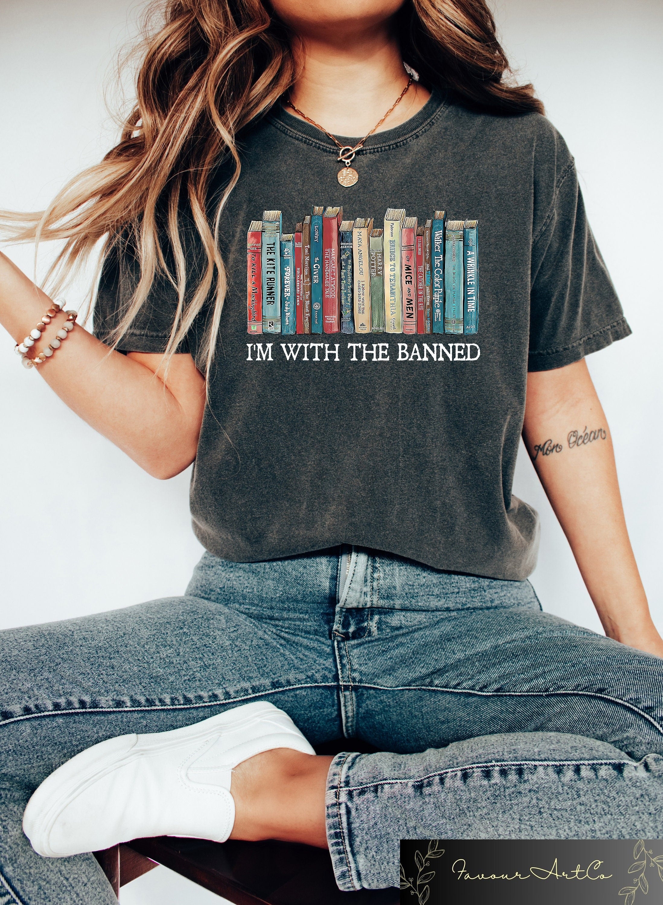 I39m With The Banned Banned Books Shirt Banned Books Sweatshirt Unisex Super Comfort Graphic T ShirtReading Shirt Librarian Gift Sweatshirt – Easygoing Wear · High-Quality Print