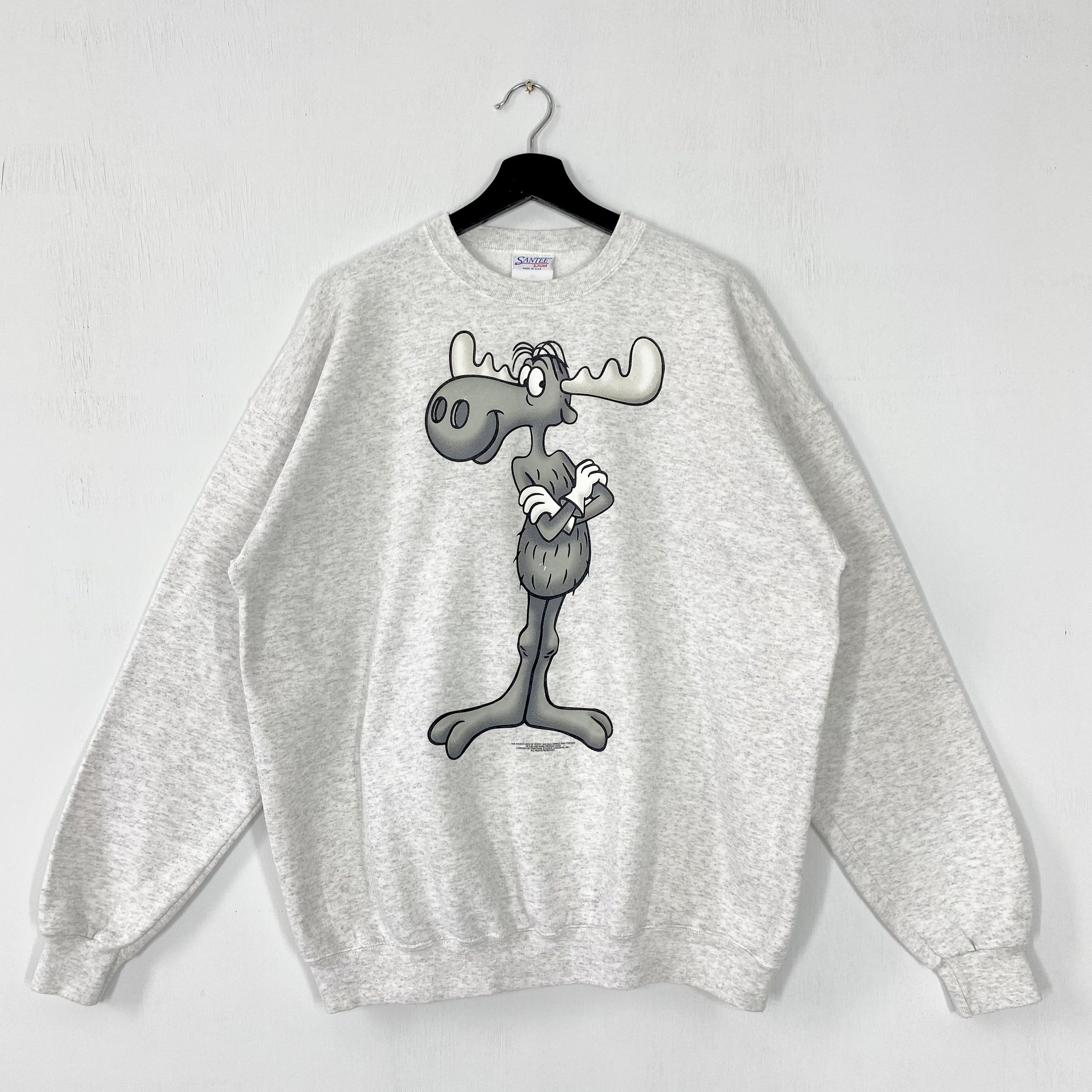 Vintage 90s Adventures of Rocky and Bullwinkle Sweatshirt Rocky Crewneck Rocky Sweater Pullover Rocky Bullwinkle Friends Print Logo XLarge Sweatshirt – Aesthetic Look · Great Gift For Fans