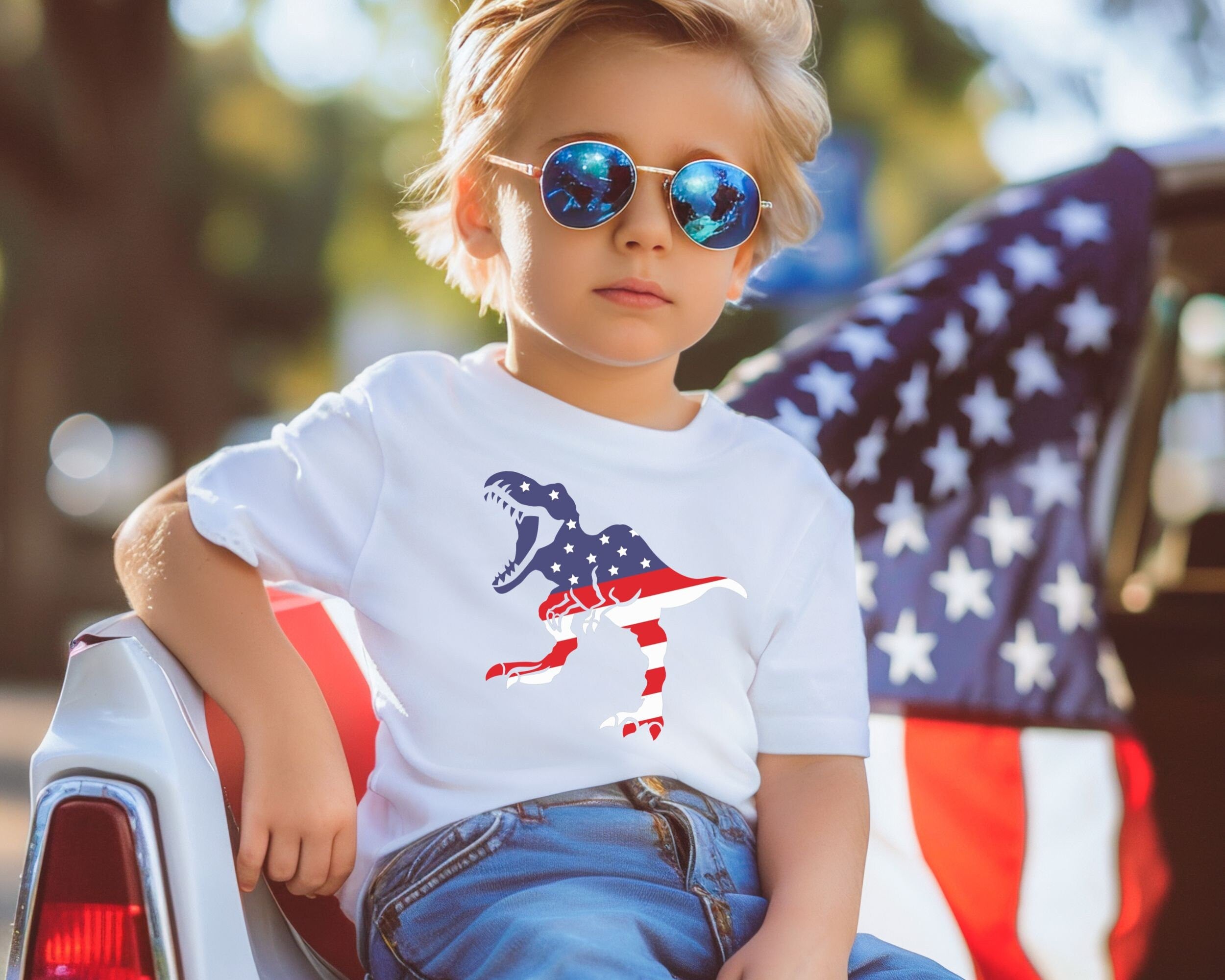 Gift for Dinosaur 4th of July Shirt Patriotic Independence Day shirt Gift for Kids Dinosaur ShirtBoy American Flag Shirt4th of July Tee Graphic Tee – Premium Graphic · Perfect For Daily Wear