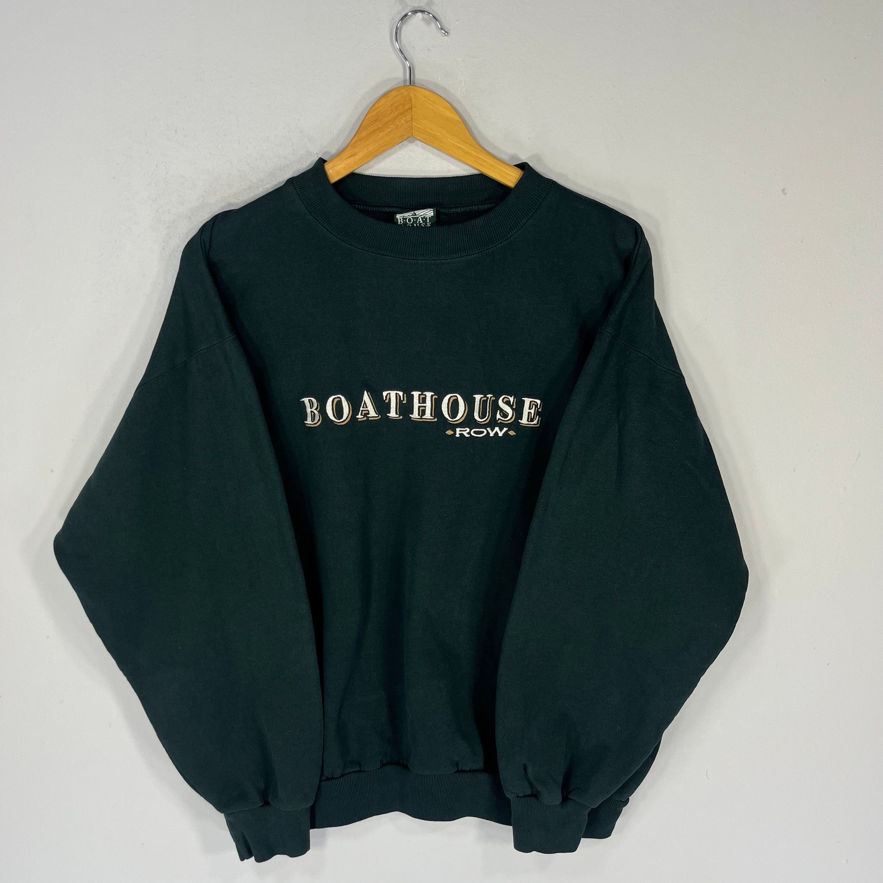 Vintage 90s BoatHouse Row Spellout Big Logo Embroidered Sweatshirt Crewneck Pullover Sweater BoatHouse Row Baggie Colour Green Size NA Sweatshirt – Feel-Good Design · Trending Graphic Apparel