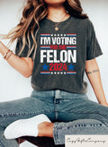 I39m Voting For The Felon Shirt Trump for President 2024 Sweatshirt Trump Nation Mugshot 47 Sweatshirt Republican Women Men Merica Tshirt Sweatshirt – Warm & Stylish · Great Gift For Fans