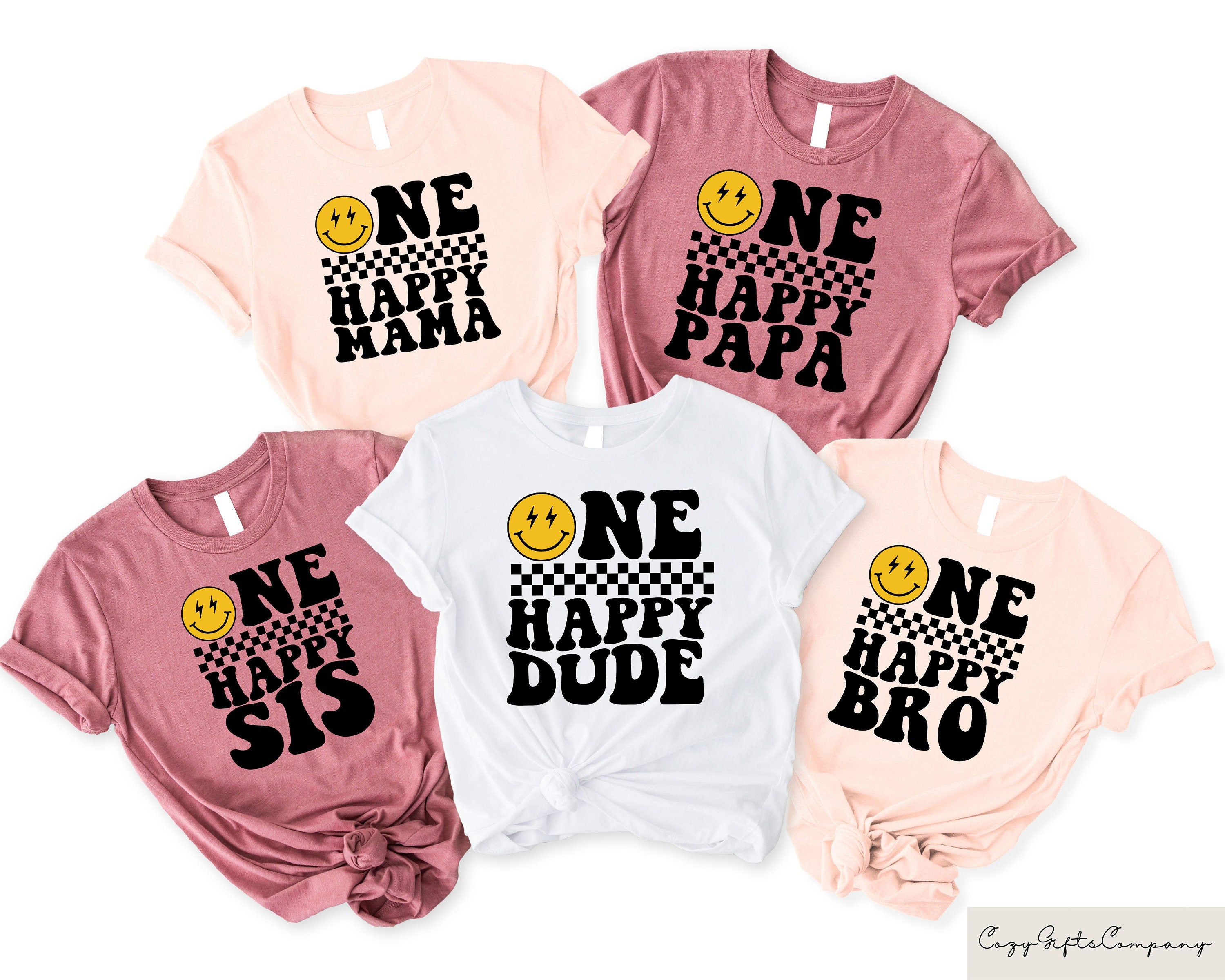 One Happy Dude Birthday Shirts Birthday Party Shirts Matching Family Birthday Shirts Happy Face Matching Birthday Outfit Birthday Gift Graphic Tee – Fan Favorite · Trending Graphic Apparel