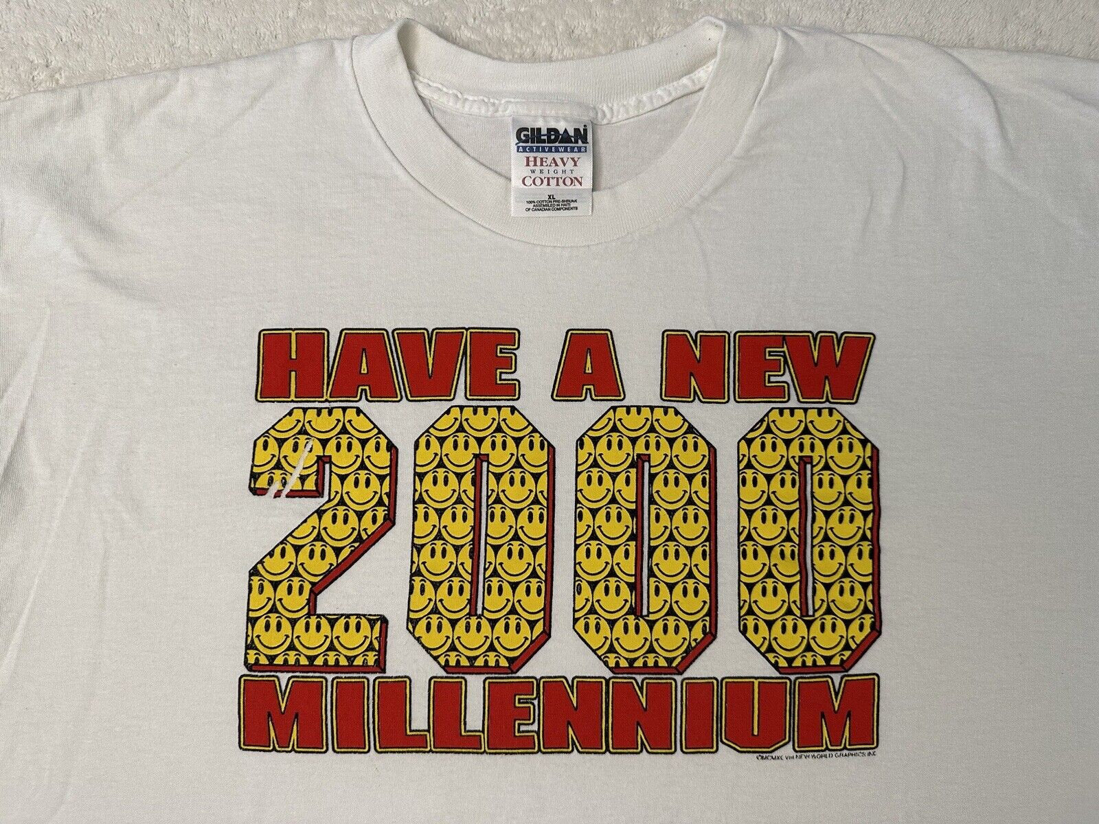 Vintage Y2K 2000 Have a New Millennium Smiley Smile Face Graphic T Shirt XL Graphic Tee – Premium Graphic · Top Pick For Any Outfit