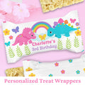 Custom Treat Wrappers Girl Dinosaur Party Custom Party Favor Three Rex Birthday Party Favor 3rd Birthday Rice Treat Wrappers Editable DIN3 Graphic Tee – Premium Graphic · Must-Have Style