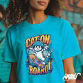 Cat on Board T Shirt Fun Skateboarding Cat Graphic Tee Perfect for Skaters and Cat Lovers Unique Gift Idea Casual Wear Graphic Tee – Feel-Good Design · Perfect For Daily Wear