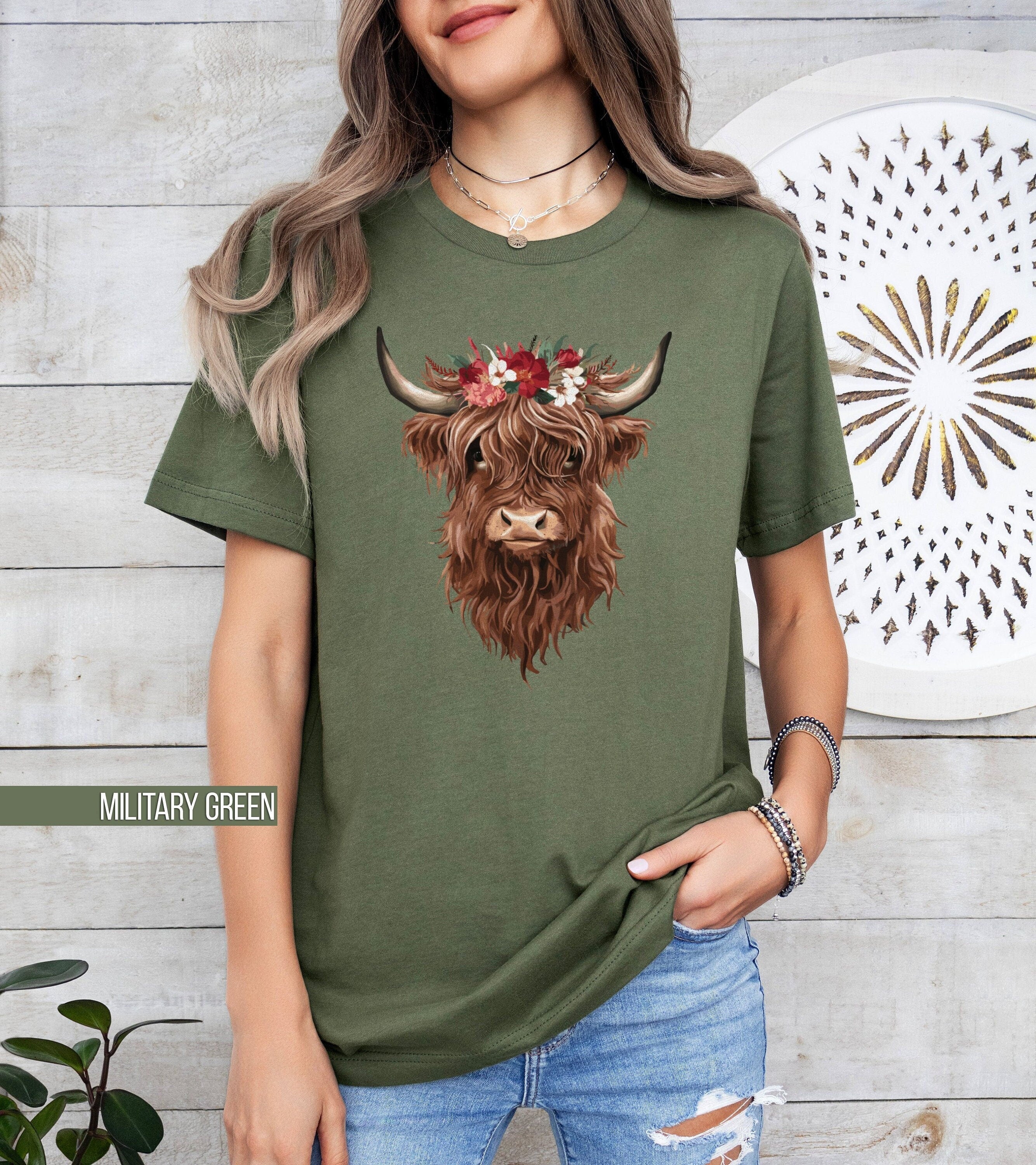 Highland Cow T Shirt Boho Cowgirl Shirt Cute Farm Animal Tee Western Cowboy Shirt Yee Haw Texas Design Farm Life Graphic Tee Graphic Tee – Everyday Comfort · High-Quality Print