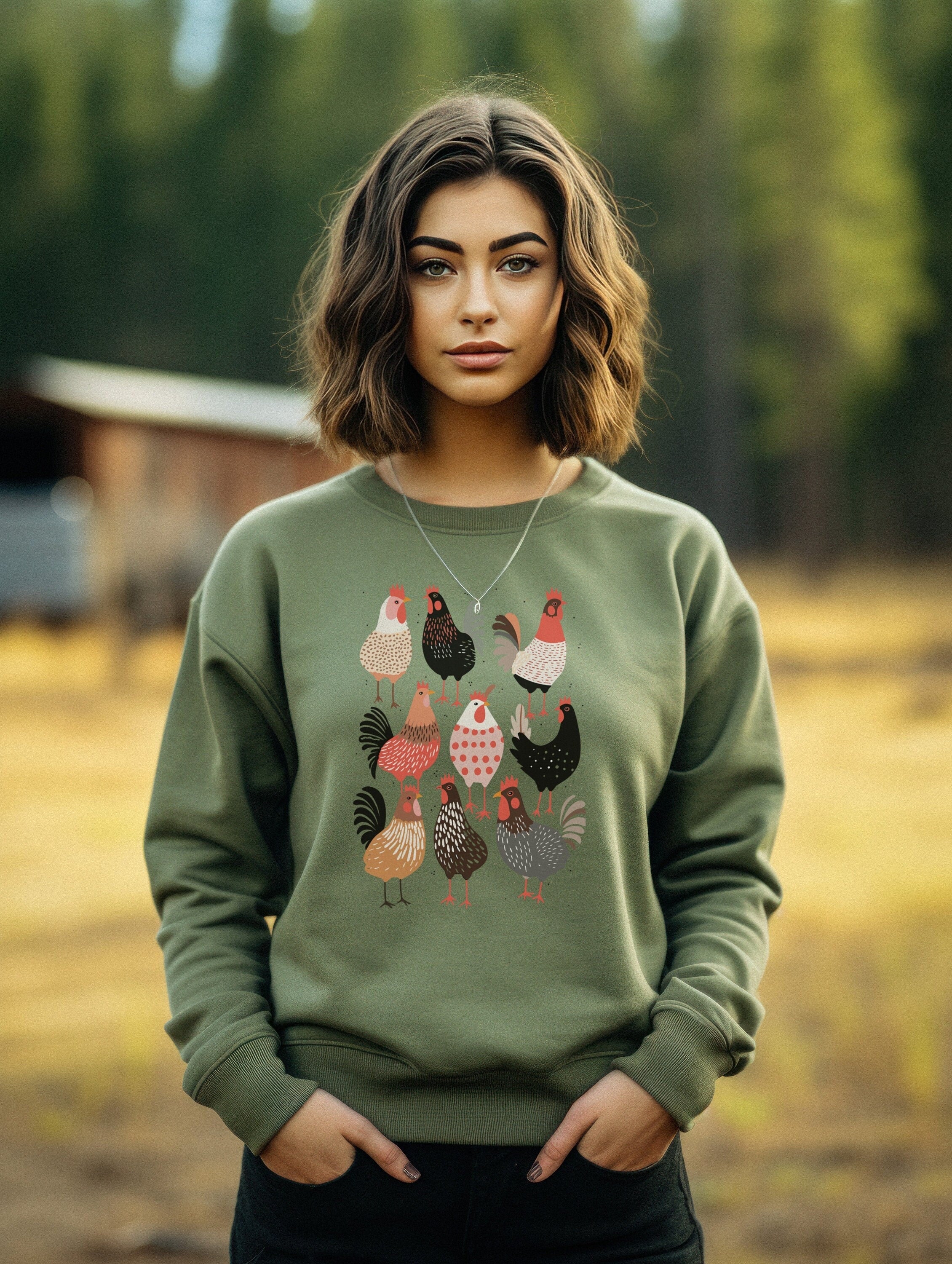 Adorable Chicken Sweatshirt Farm Life Apparel Chicken Lover Gift Cute Christmas Sweater Cozy Animal Lover Present Chicken Lady Shirt Sweatshirt – Bold Style · Perfect For Daily Wear