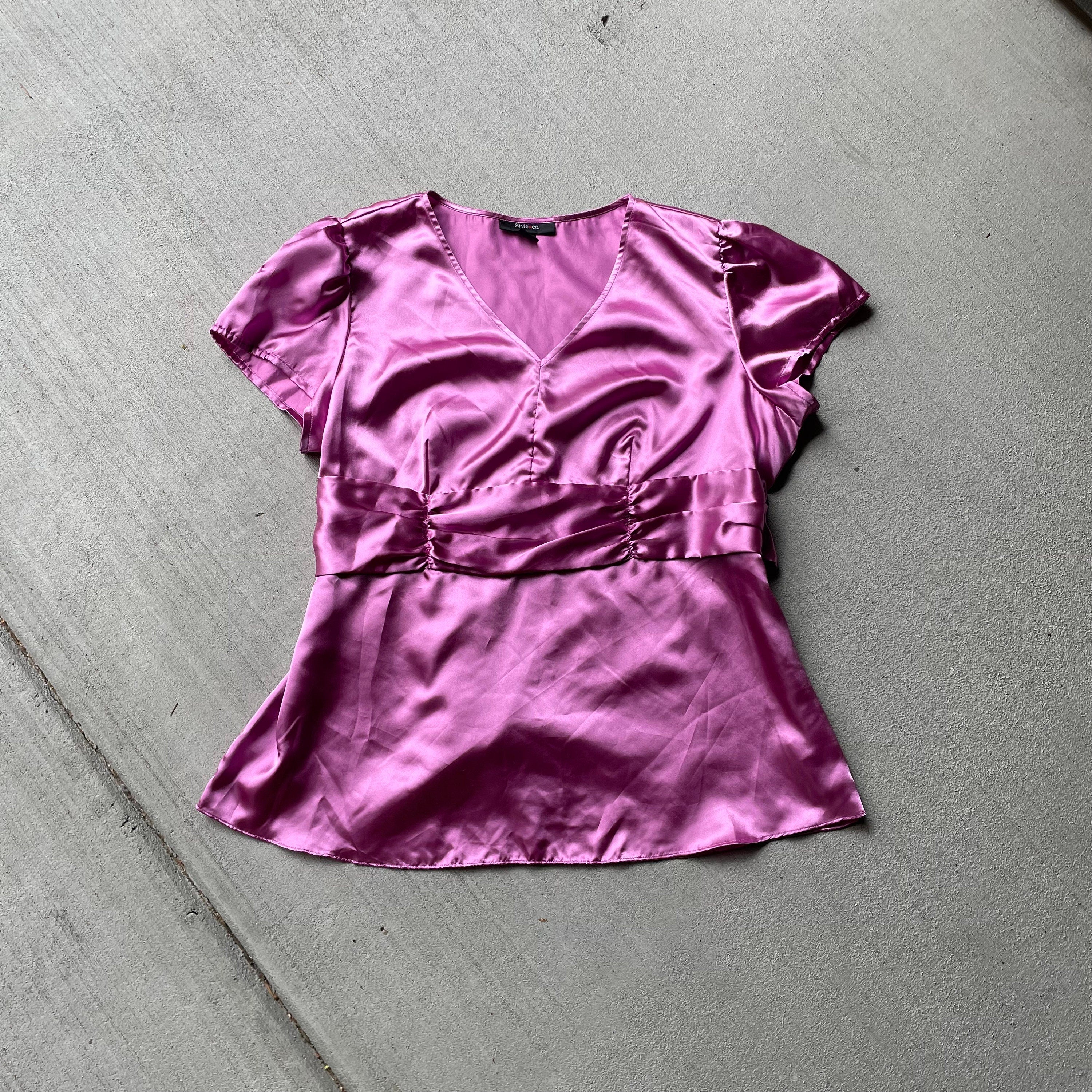 PLUS Y2K vintage 00s pink satin shirt size 18 Graphic Tee – Aesthetic Look · High-Quality Print