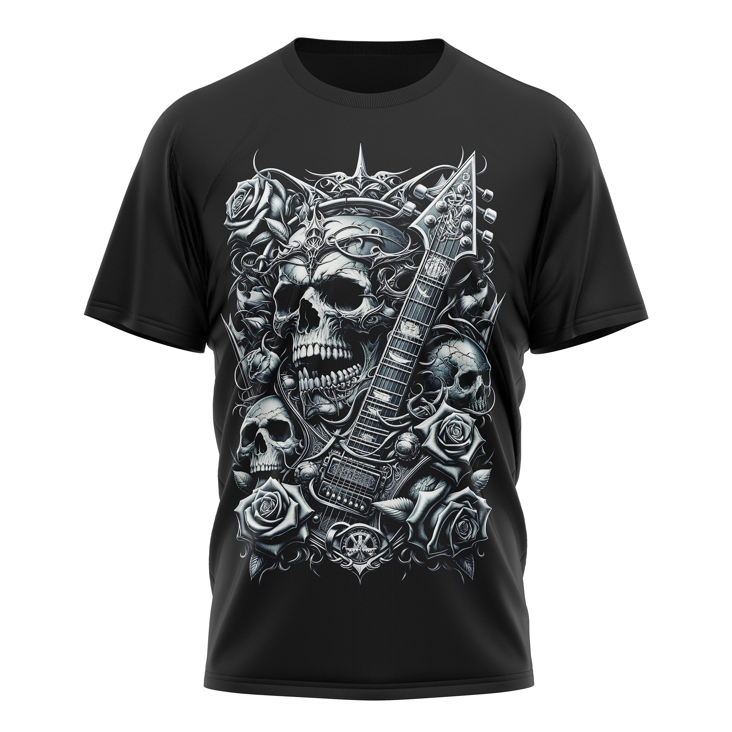 Skulls and Roses Rock Gothic Reaper Heavy Metal Men39s T Shirt Graphic Tee – Warm & Stylish · Great Gift For Fans