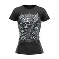 Skulls and Roses Rock Gothic Reaper Heavy Metal Womens T Shirt Graphic Tee – Feel-Good Design · High-Quality Print