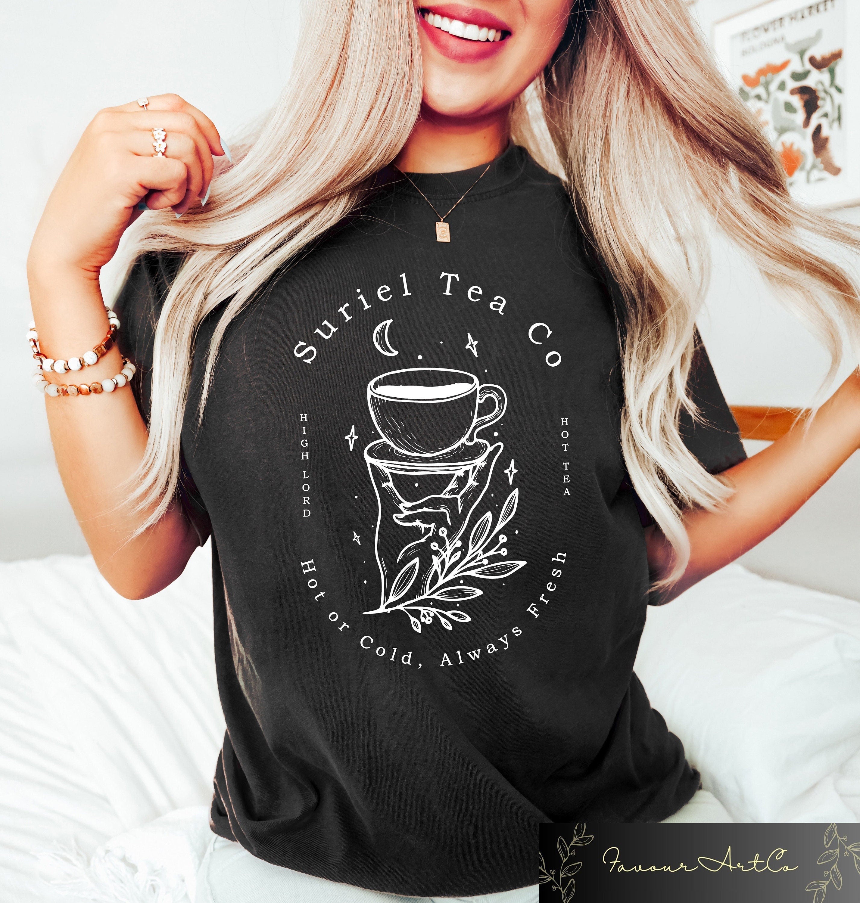 Suriel Tea Co Retro Shirt A Court Of Thorns and Roses Shirt Retro Bookish Tshirt Sarah J Maas Shirt Acotar Sweatshirt Women Tshirt Gift Sweatshirt – Everyday Comfort · Perfect For Daily Wear