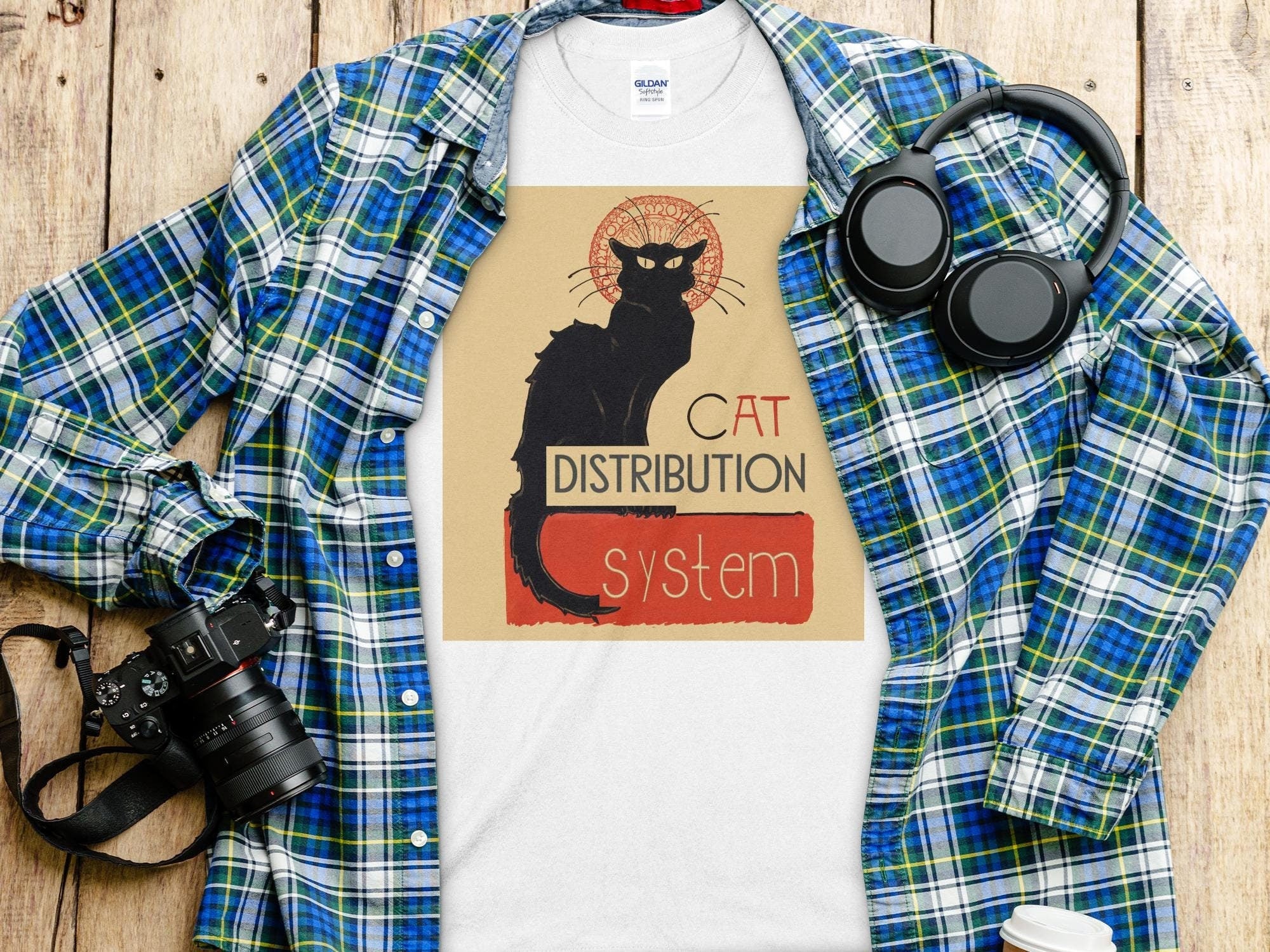 Cat Distribution System Graphic T Shirt Funny Cat Lover Shirt Creative Cat Art Tee Trendy Cat Design Perfect Gift for Cat Lover Graphic Tee – Everyday Comfort · Trending Graphic Apparel