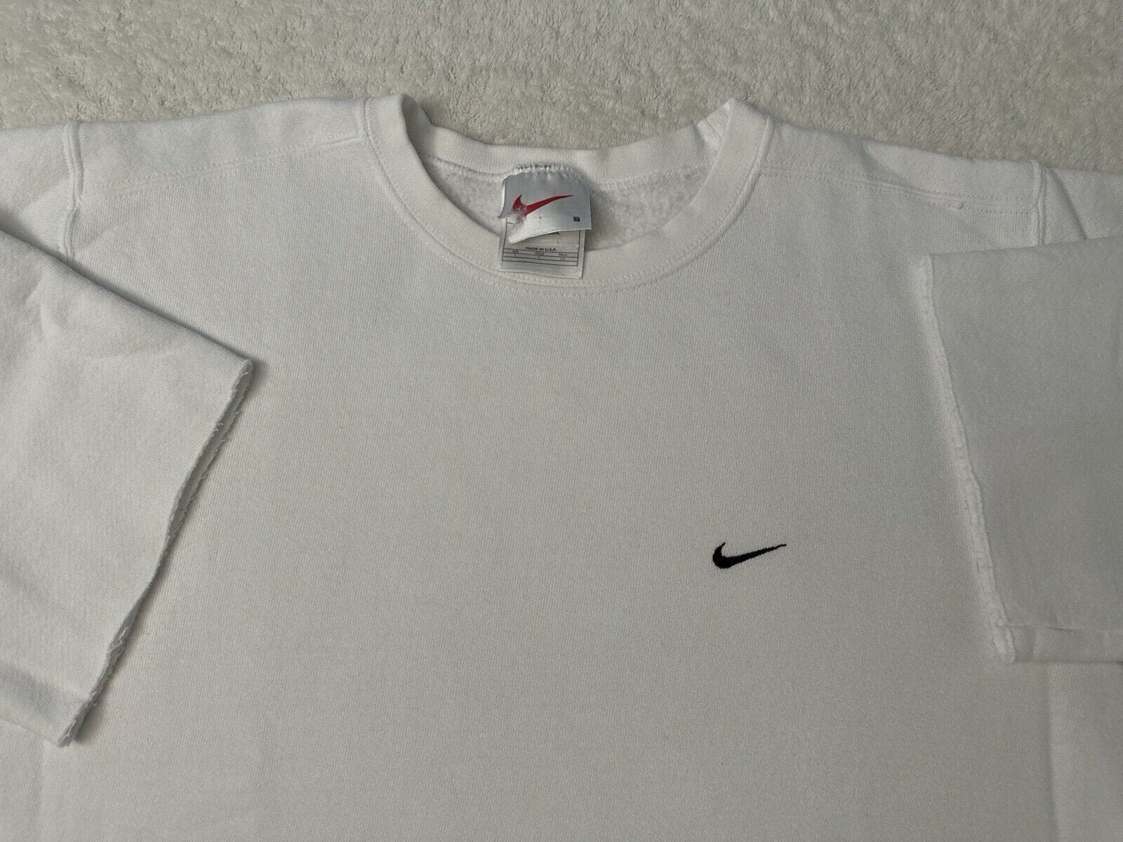 Vintage 1990s 90s Nike Swoosh Basic Blank Cropped Baseball Sleeve Sweatshirt S M Sweatshirt – Soft Feel · Great Gift For Fans