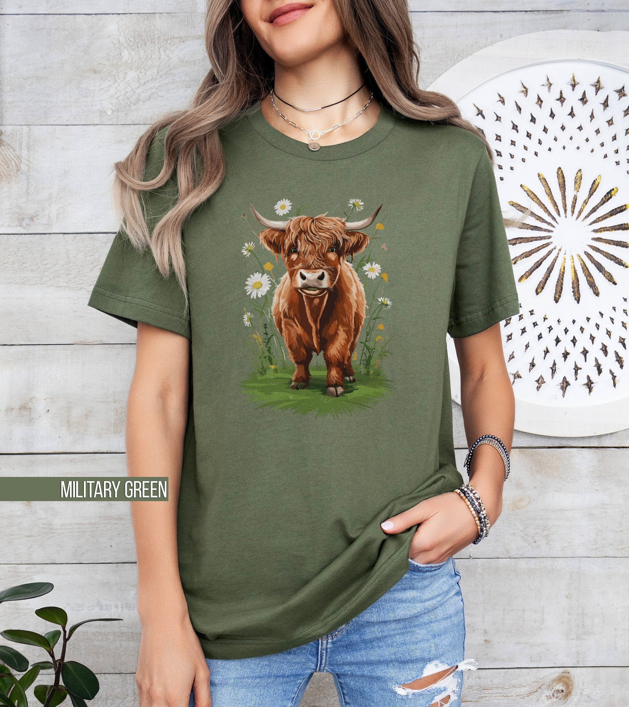 Cute Highland Cow T Shirt Scottish Cow Tee Floral Farm Animal Lover Shirt Boho Cowgirl TShirt Country Style Graphic Tee Gift for Her Graphic Tee – Warm & Stylish · Must-Have Style