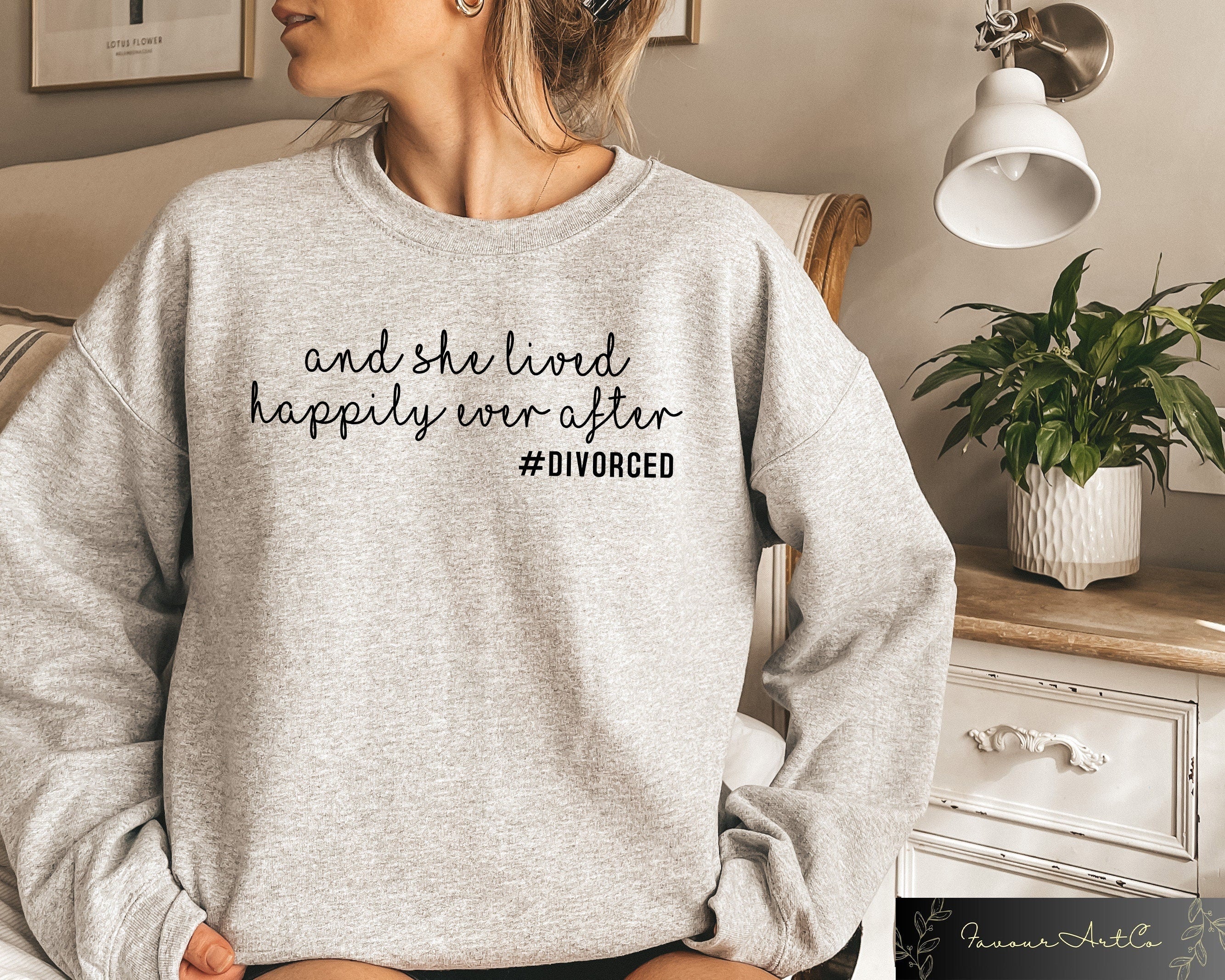 And She Lived Happily Ever After Sweatshirt Divorce Tshirt Divorced Gifts For Her Divorced Party Sweater Divorced Af Ex Wife Gifts Sweatshirt – Bold Style · Great Gift For Fans