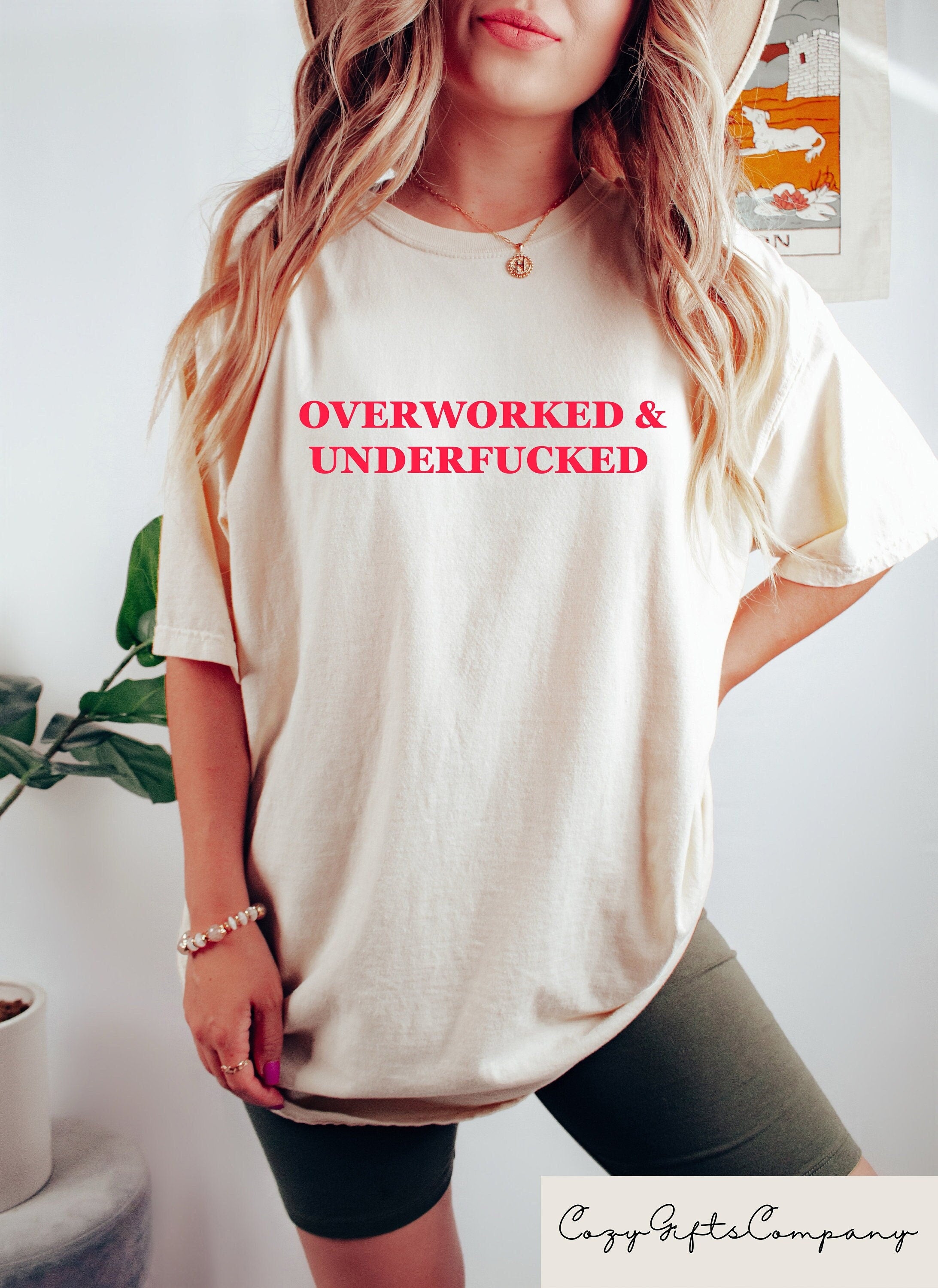 Overworked Underfucked Unisex Cotton Tee Y2K Iconic Funny It Girl Meme Phrase Shirt Sassy Sarcasm Gift Aesthetic Women Sweatshirt Sweatshirt – Warm & Stylish · Trending Graphic Apparel
