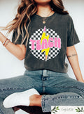 Retro Comfort Teacher Shirt Checkered Teach Shirt Back to School Teacher Appreciation Gift New Teacher Shirt First Day of School Shirt Graphic Tee – Feel-Good Design · High-Quality Print