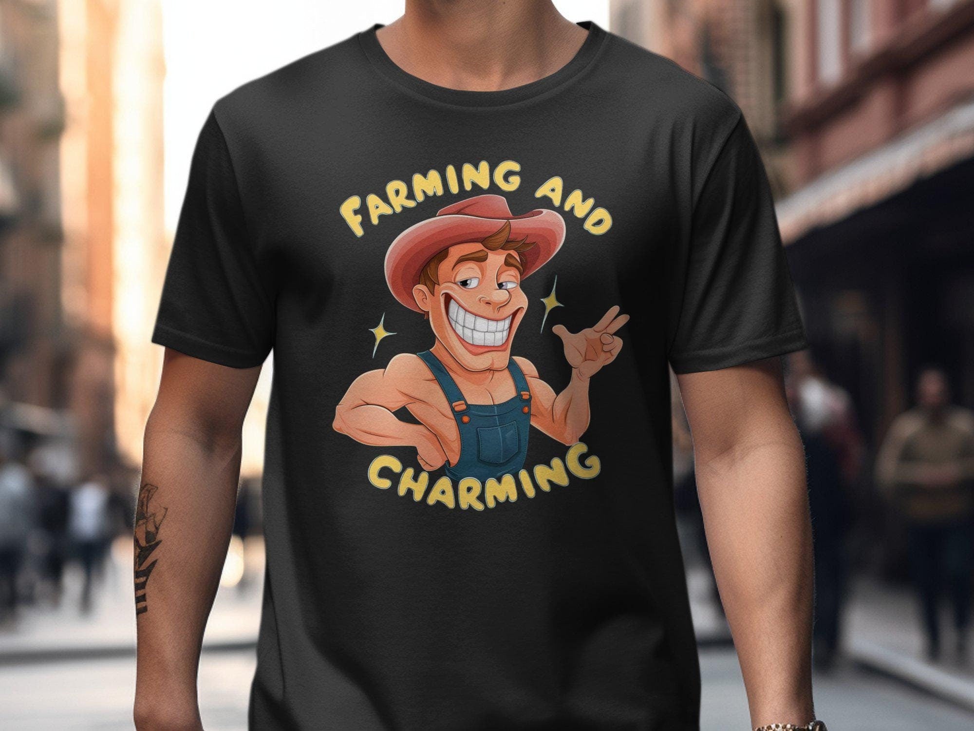 Farming And Charming Farmer39s T Shirt Graphic Tee – Feel-Good Design · Top Pick For Any Outfit
