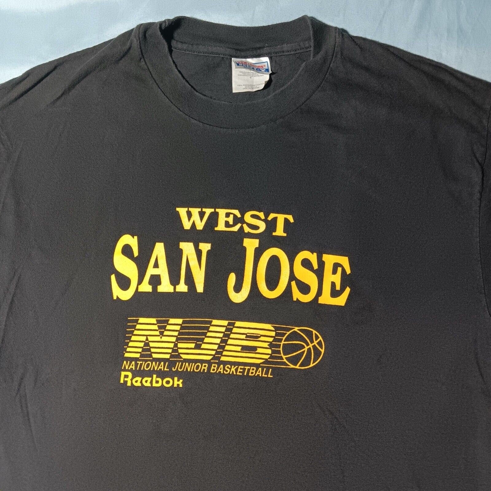 Vintage 1990s National Junior Basketball San Jose California Reebok T shirt L Graphic Tee – Bold Style · High-Quality Print