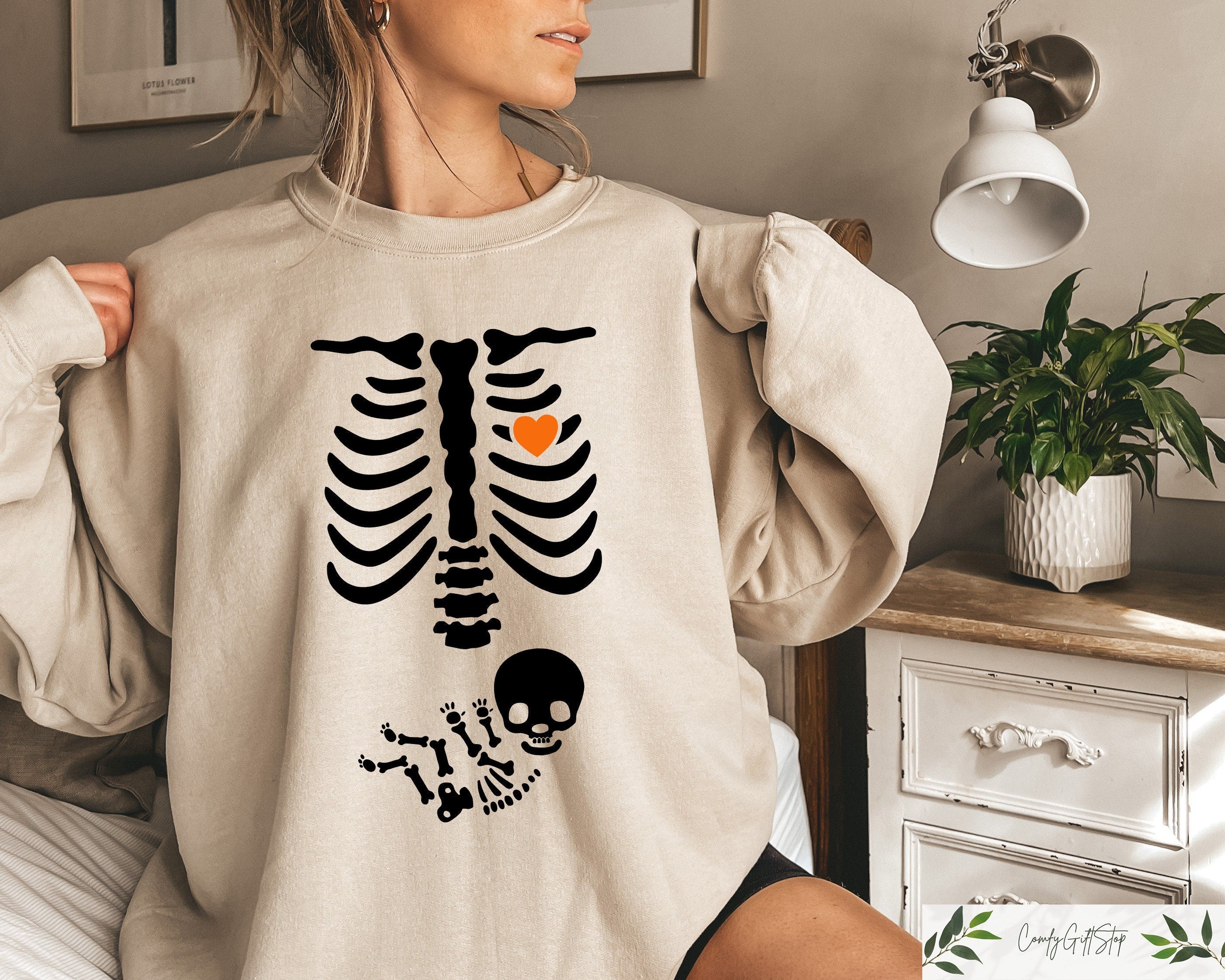 Skeleton Halloween Maternity Sweatshirt Funny Pregnancy Announcement Tshirt Pregnant Women Costume Fall New Mom Gift Spooky Season Mom Sweatshirt – Fan Favorite · Top Pick For Any Outfit