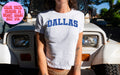 Dallas Texas Baby Tee SNUG FIT Gifts Shirt Tshirt Her Women Trendy 90s Y2K Summer Pink Blue White Grey Aesthetic Graphic Tee – Warm & Stylish · Must-Have Style