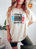 Game Over Back To School Shirt Funny First Day Of School T Shirt Trendy Back To School Shirts Kindergarten Teacher Teacher Appreciation Graphic Tee – Warm & Stylish · Trending Graphic Apparel