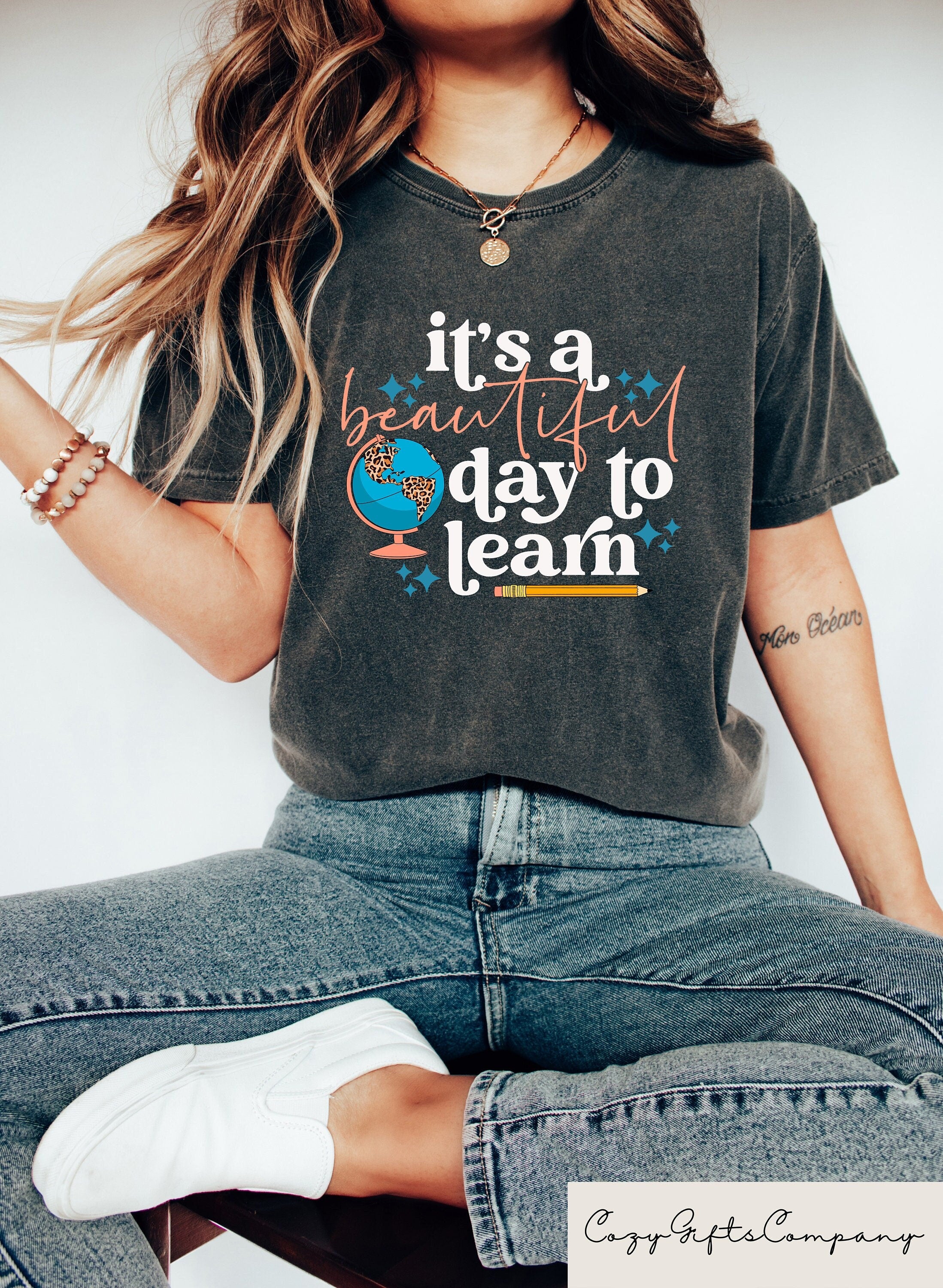 It39s A Beautiful Day To Learn Shirt Back To School Tshirt Teacher Gifts First Day Of School Tee Teacher Sweatshirt Sweatshirt – Fan Favorite · Great Gift For Fans